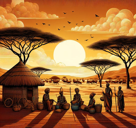 African Tribe - Decoupage Paper for Furniture - Rice Paper Decoupage - Large Decoupage Paper - Sun Elephant Birds Nature