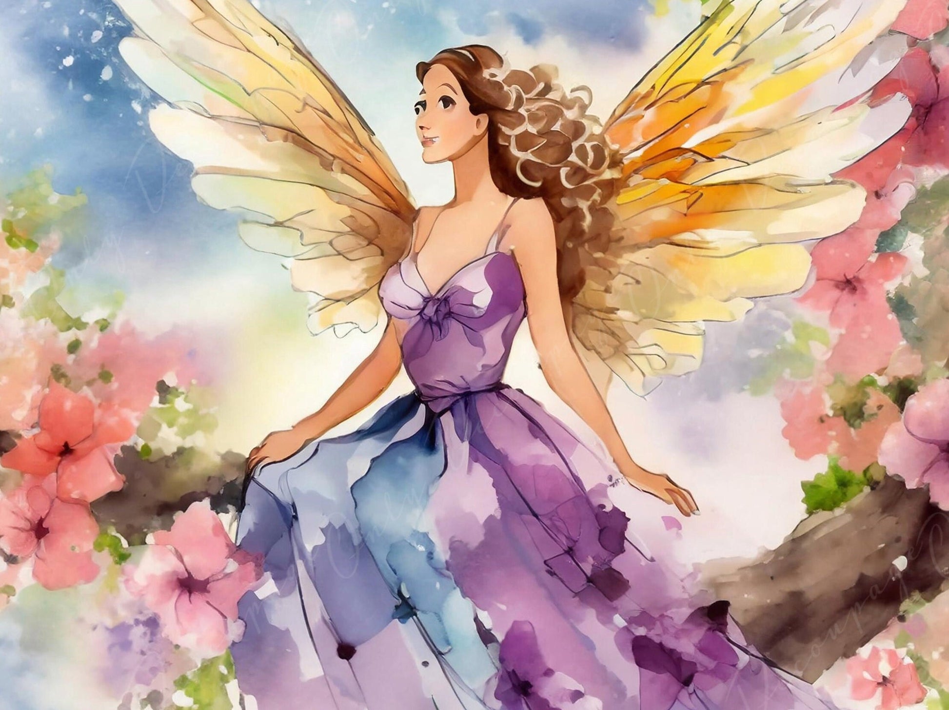 Decoupage Paper for Furniture - Rice Paper for Decoupage - Fairy - Angel - Floral Decoupage Paper - Watercolor