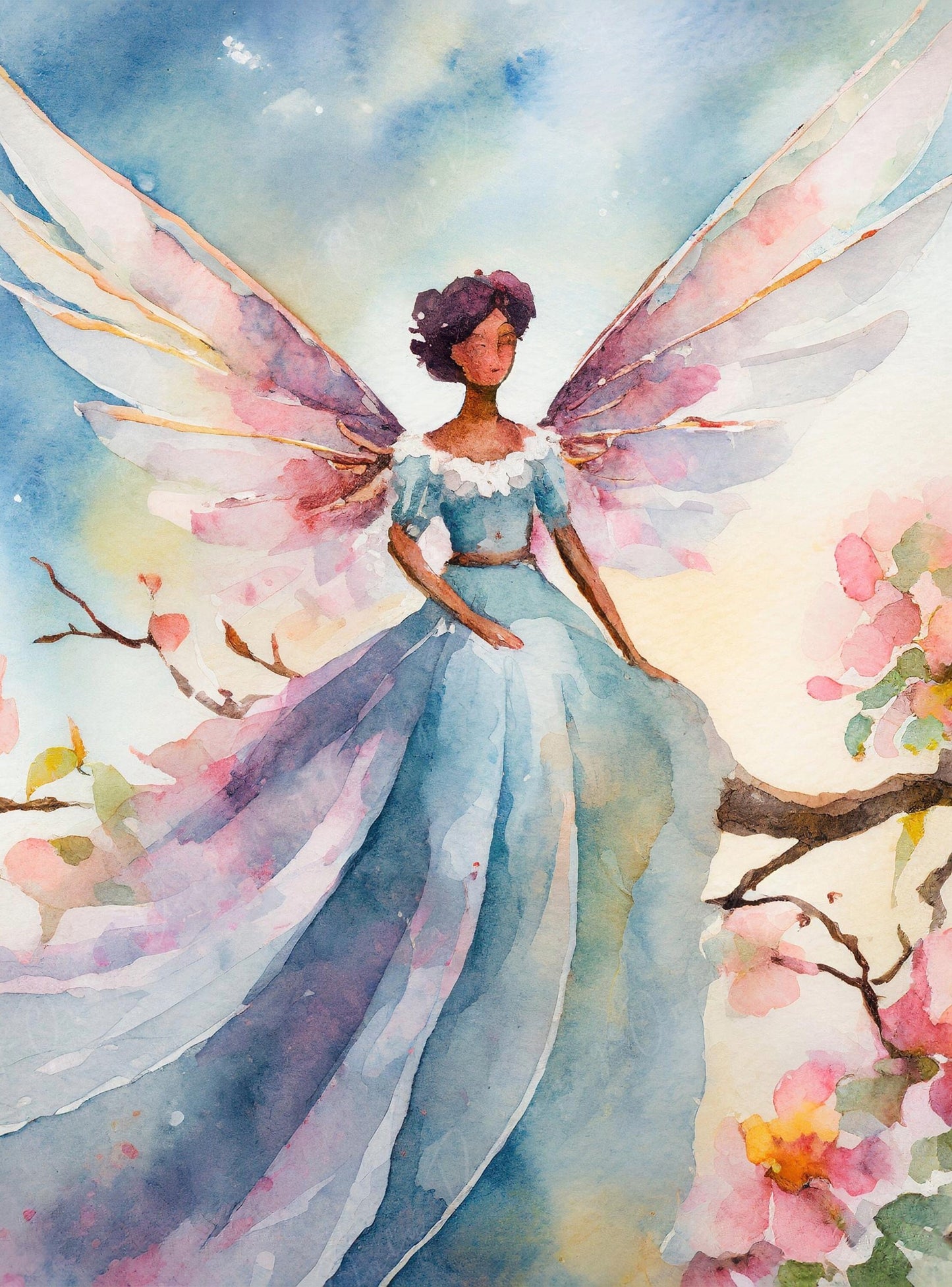 Decoupage Paper for Furniture - Rice Paper for Decoupage - Fairy - Angel - Floral Decoupage Paper - Watercolor