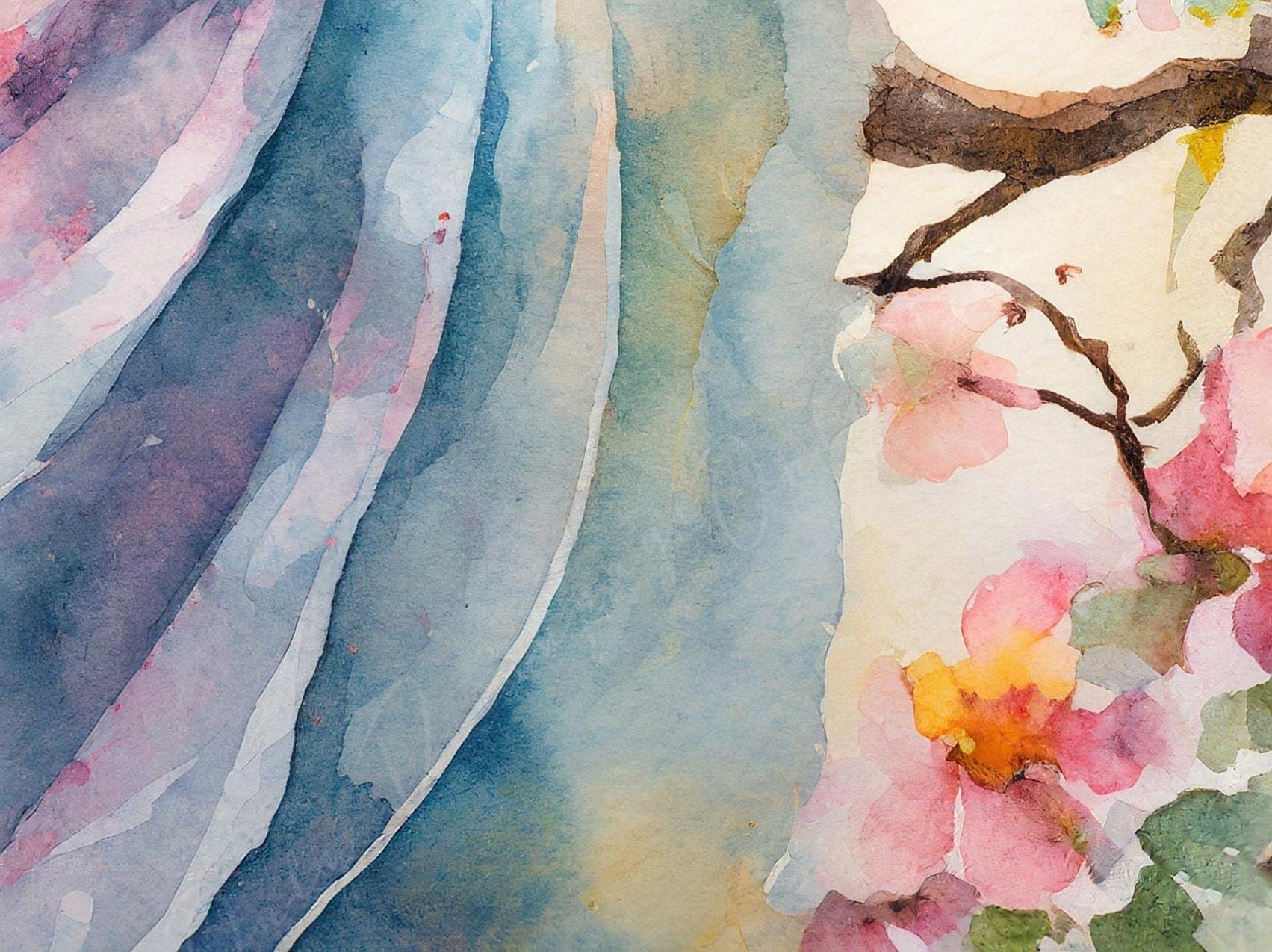 Decoupage Paper for Furniture - Rice Paper for Decoupage - Fairy - Angel - Floral Decoupage Paper - Watercolor