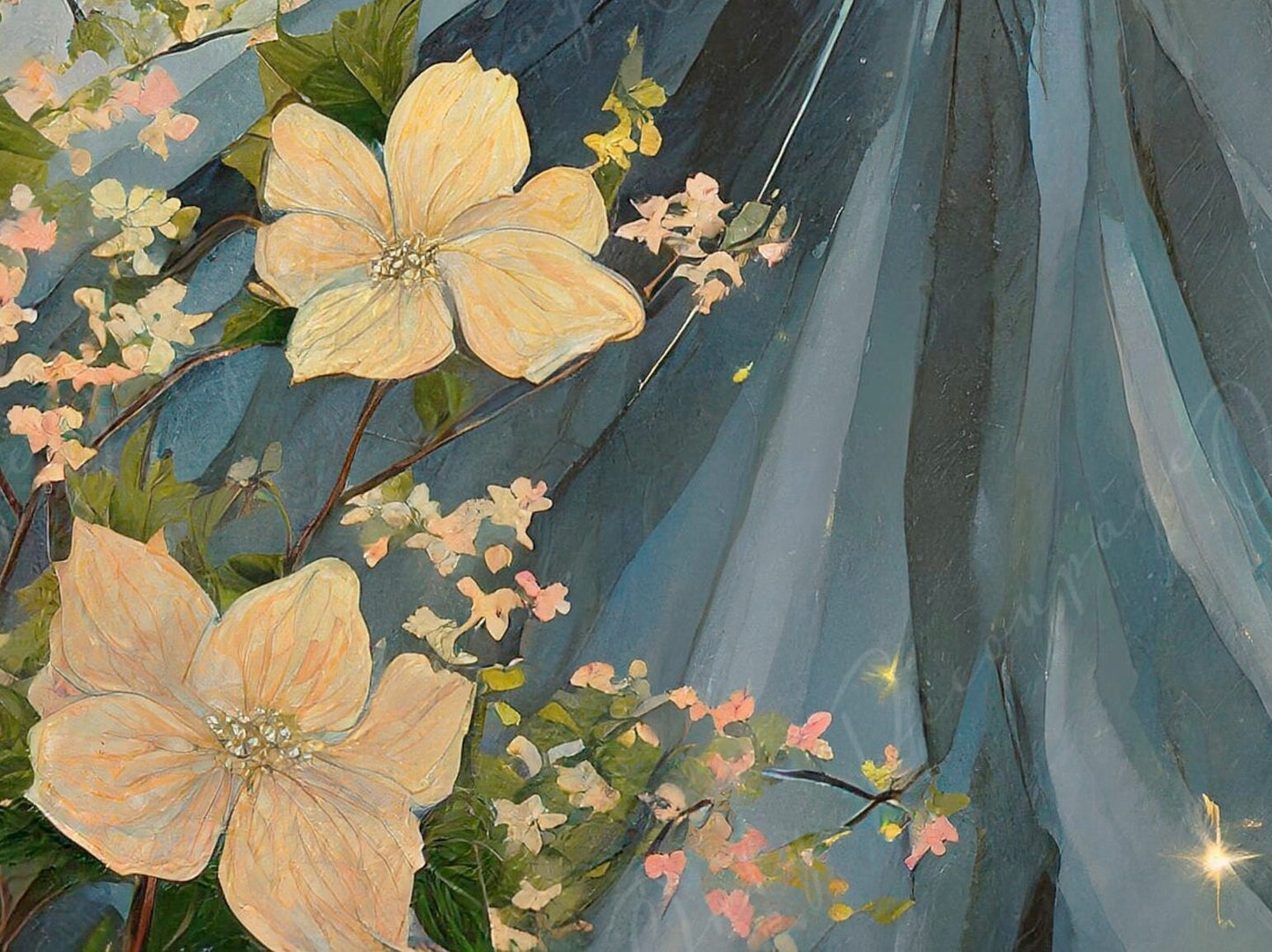 Fairy - Decoupage Paper for Furniture - Rice Paper for Decoupage - Floral Decoupage Paper - Watercolor Blue Sky