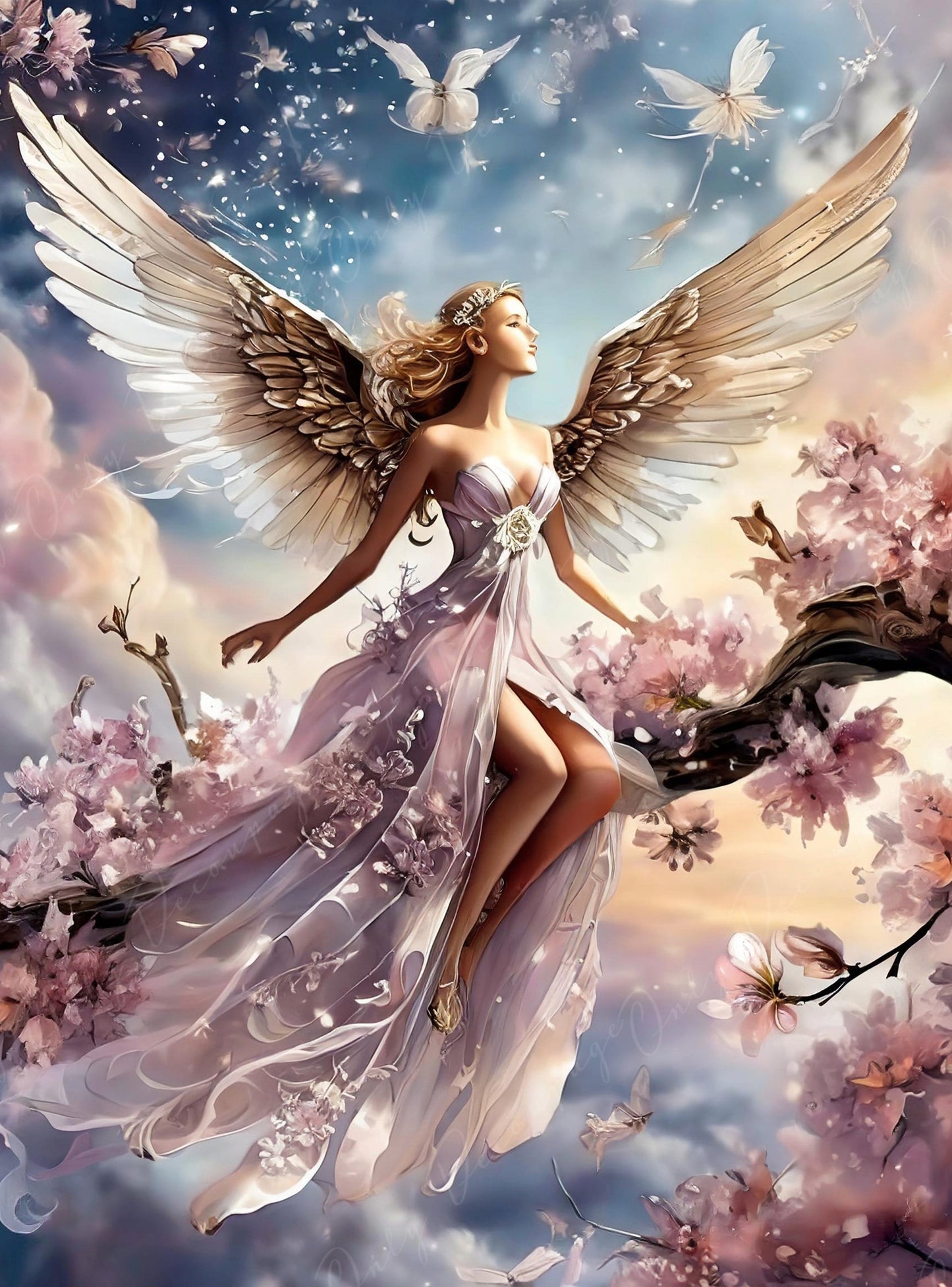 angel with flowers decoupage