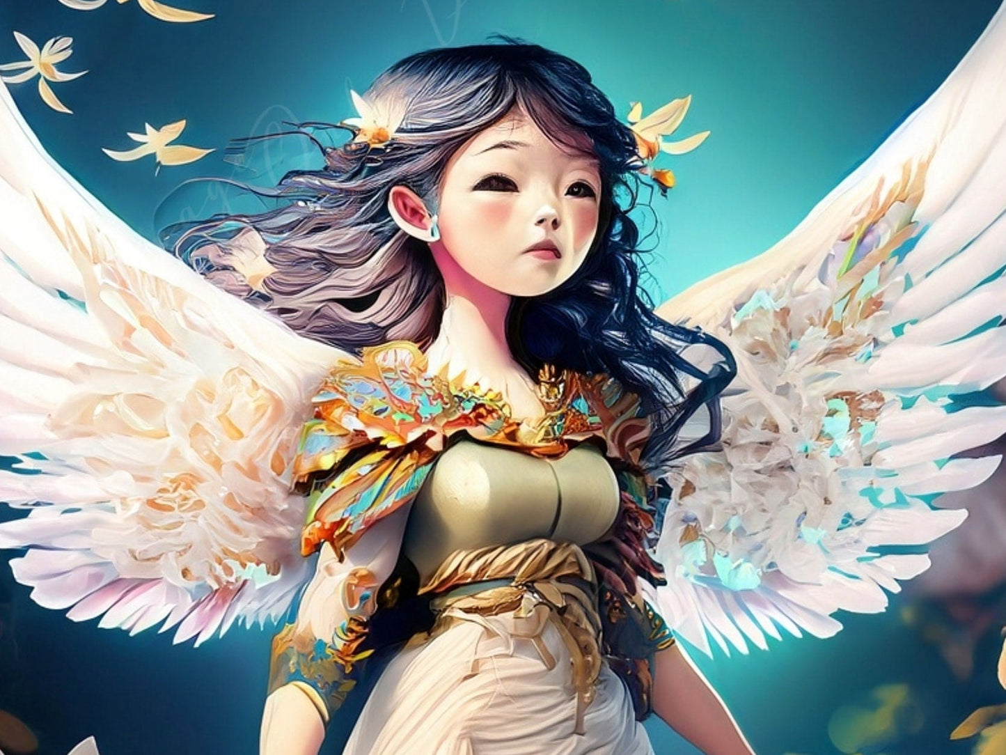 Decoupage Paper for Furniture - Rice Paper for Decoupage - Angel Girl with Wing - Floral Decoupage Paper