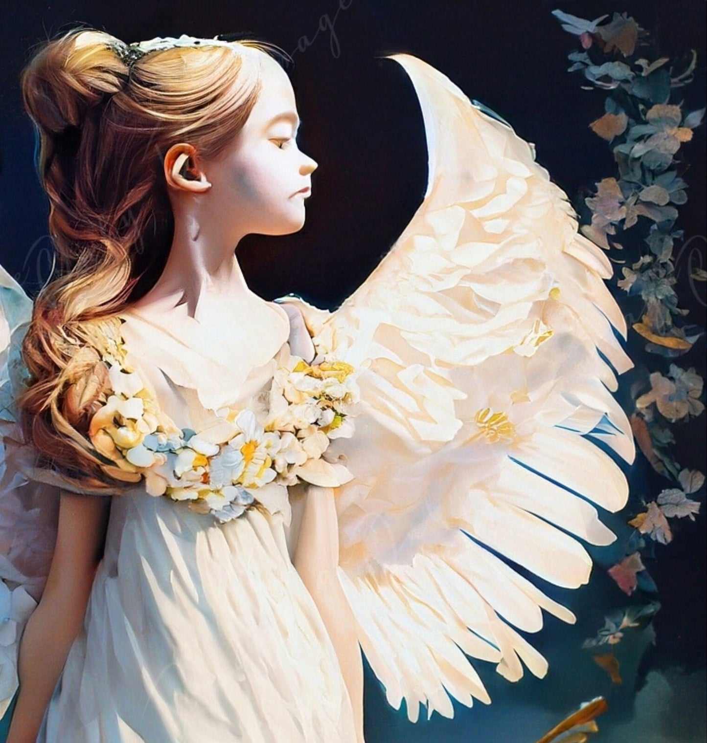White Angel - Decoupage Paper for Furniture - Rice Paper for Decoupage - Floral Decoupage Paper
