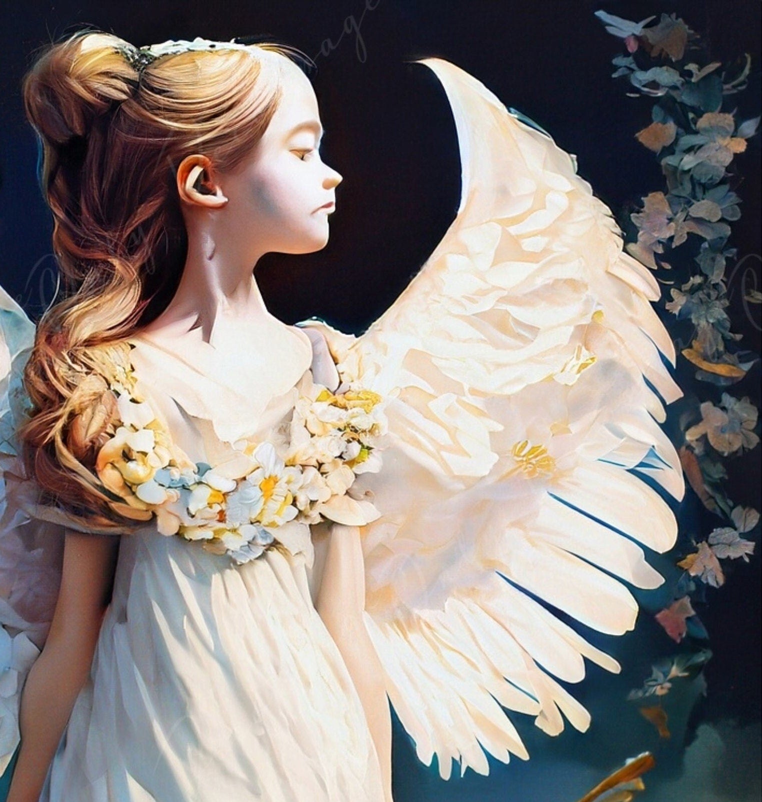 White Angel - Decoupage Paper for Furniture - Rice Paper for Decoupage - Floral Decoupage Paper