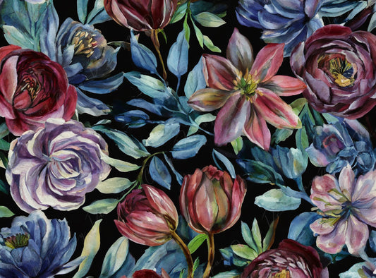 floral decoupage paper dark colors