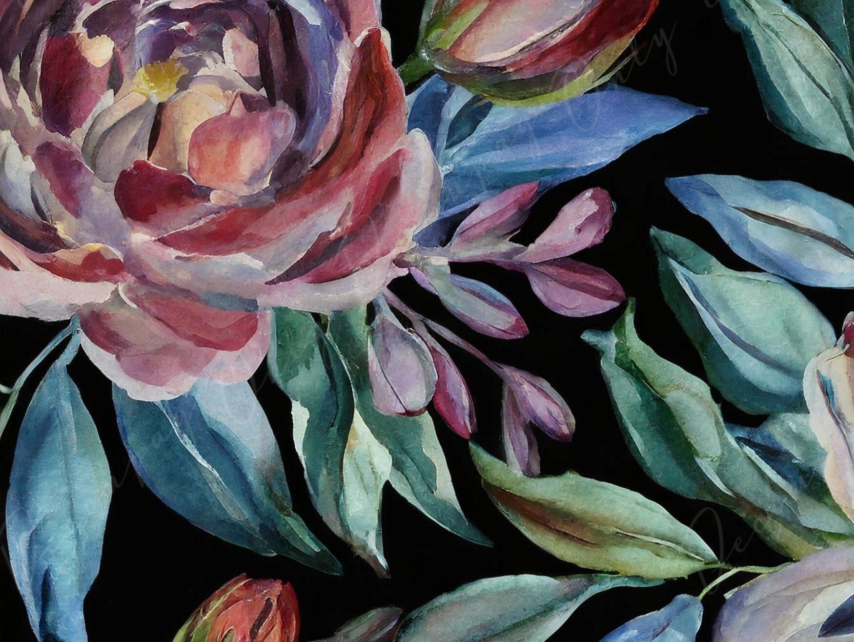 Decoupage Paper Floral - Rice Paper for Furniture - Dark Background - Spring Flowers