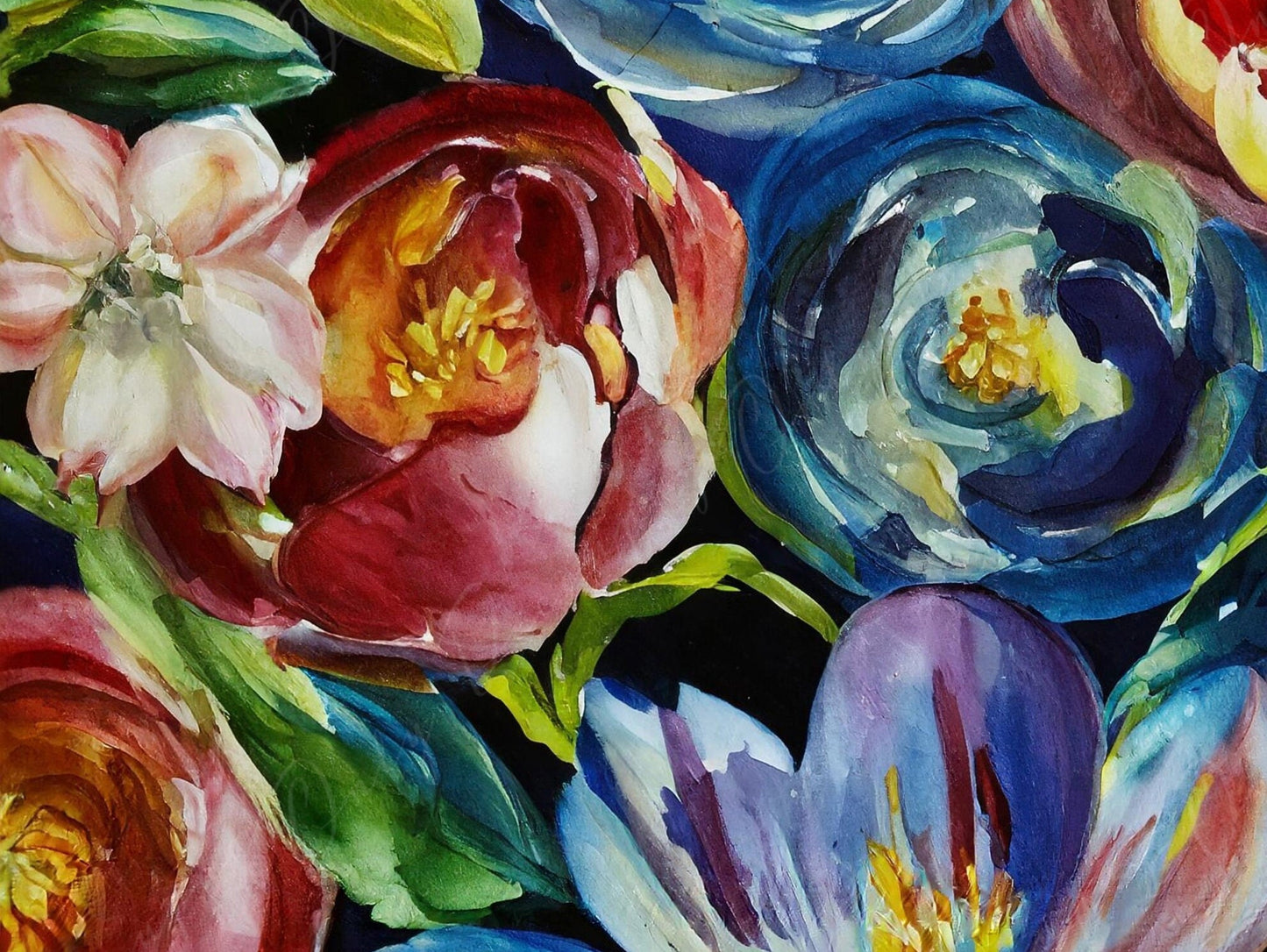 Decoupage Paper Floral - Rice Paper for Furniture - Dark Background - Spring Flowers