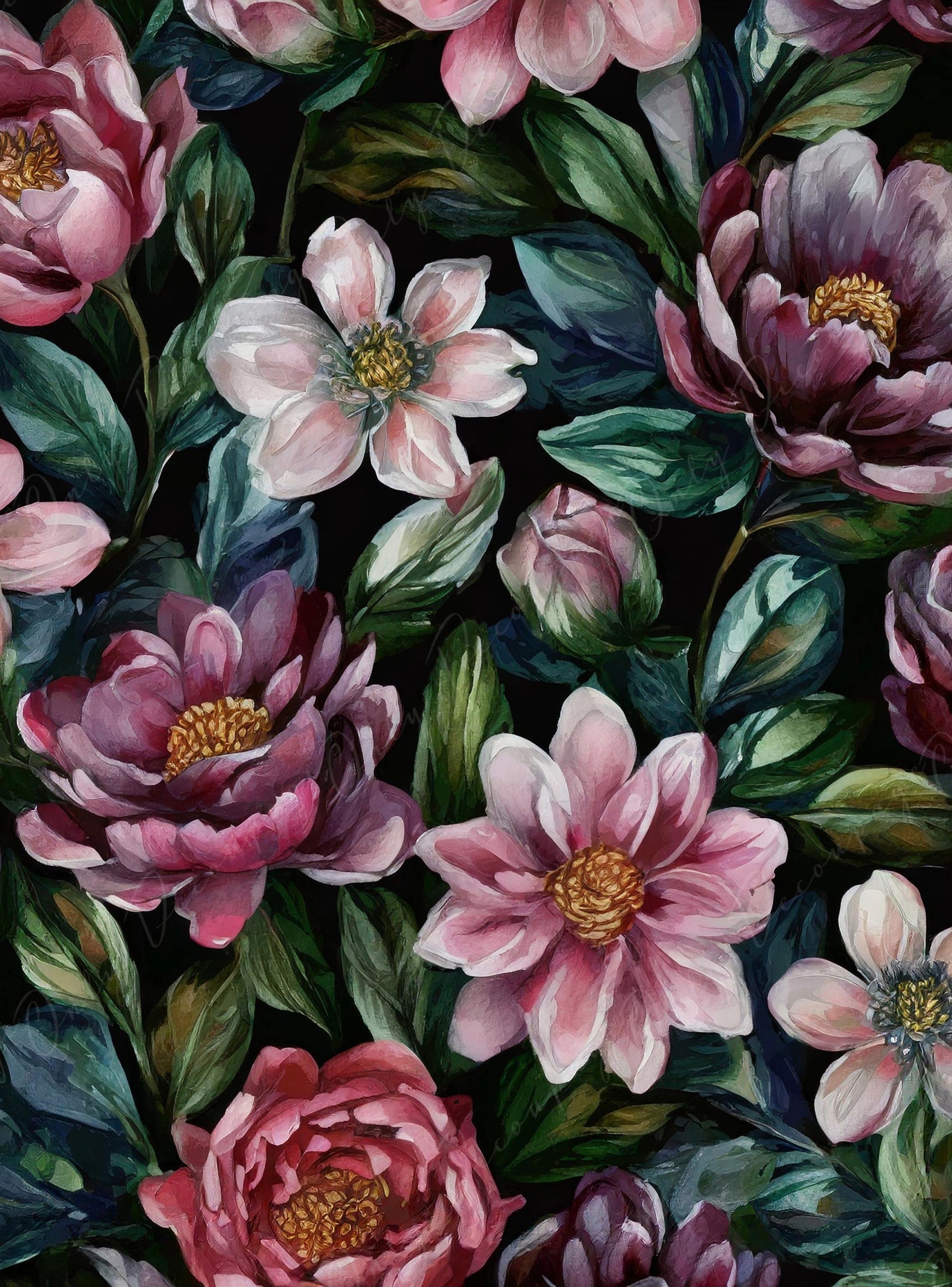 dark floral decoupage paper