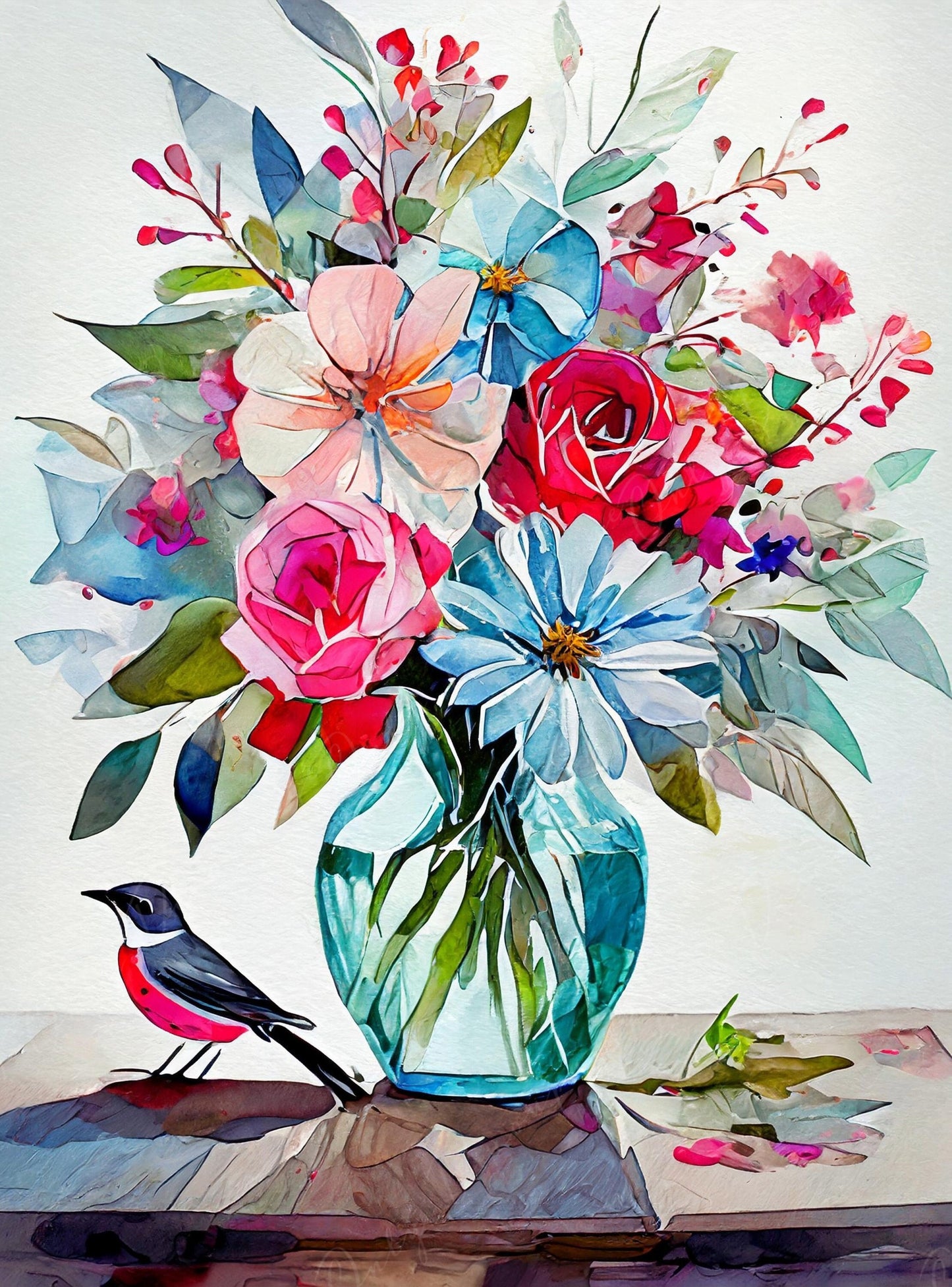 Decoupage Paper Floral - Rice Paper for Furniture - Bird - Spring Flowers