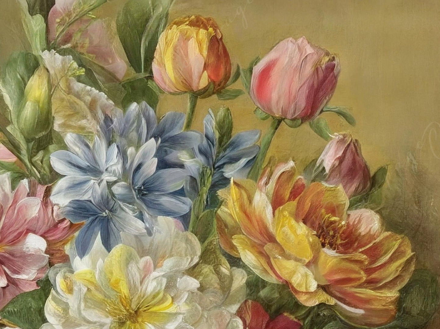 Decoupage Paper Floral - Rice Paper for Furniture - Dark Background - Spring Flowers - Vase - Still Life