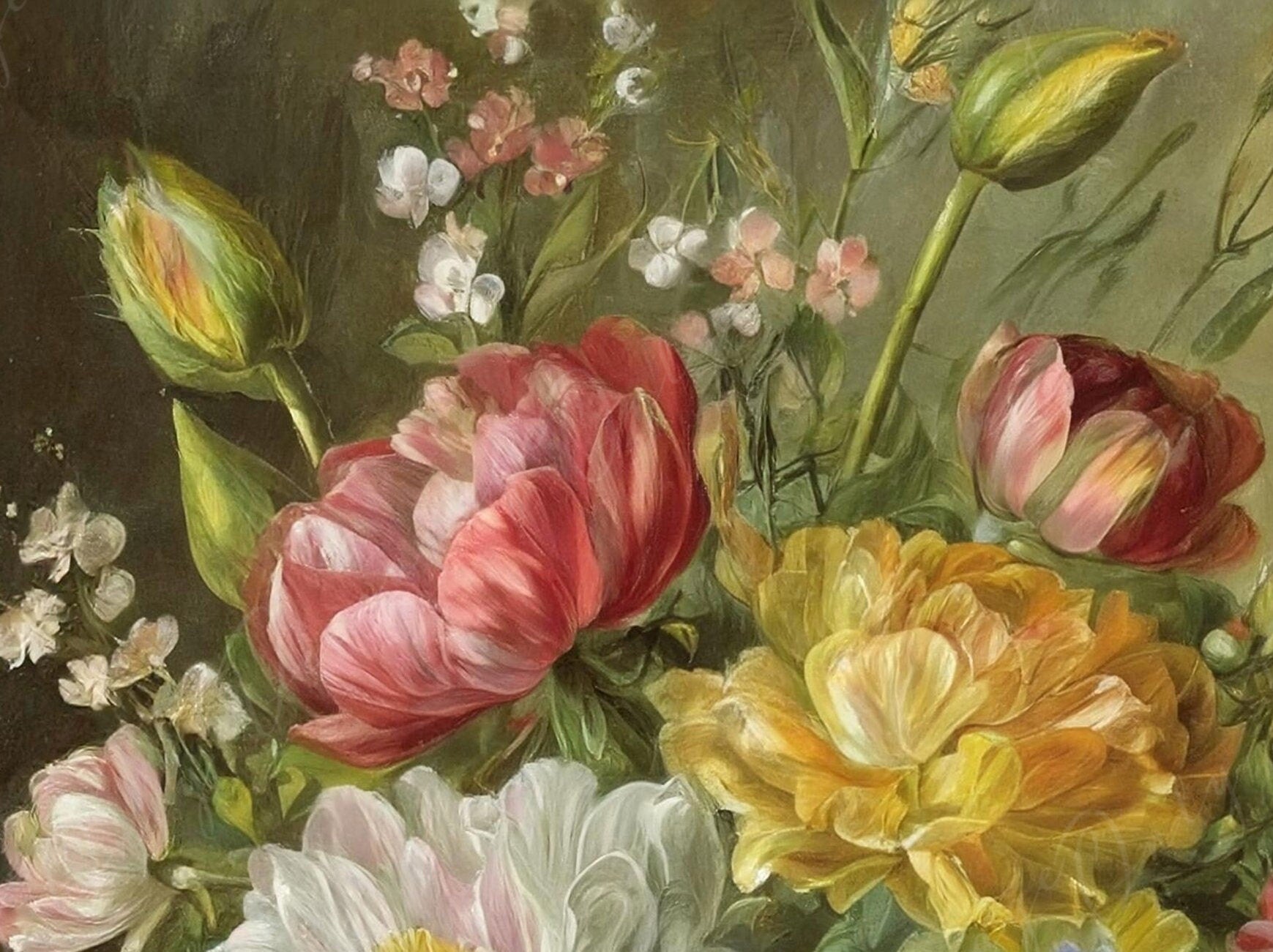 Decoupage Paper Floral - Rice Paper for Furniture - Dark Background - Spring Flowers - Vase - Still Life