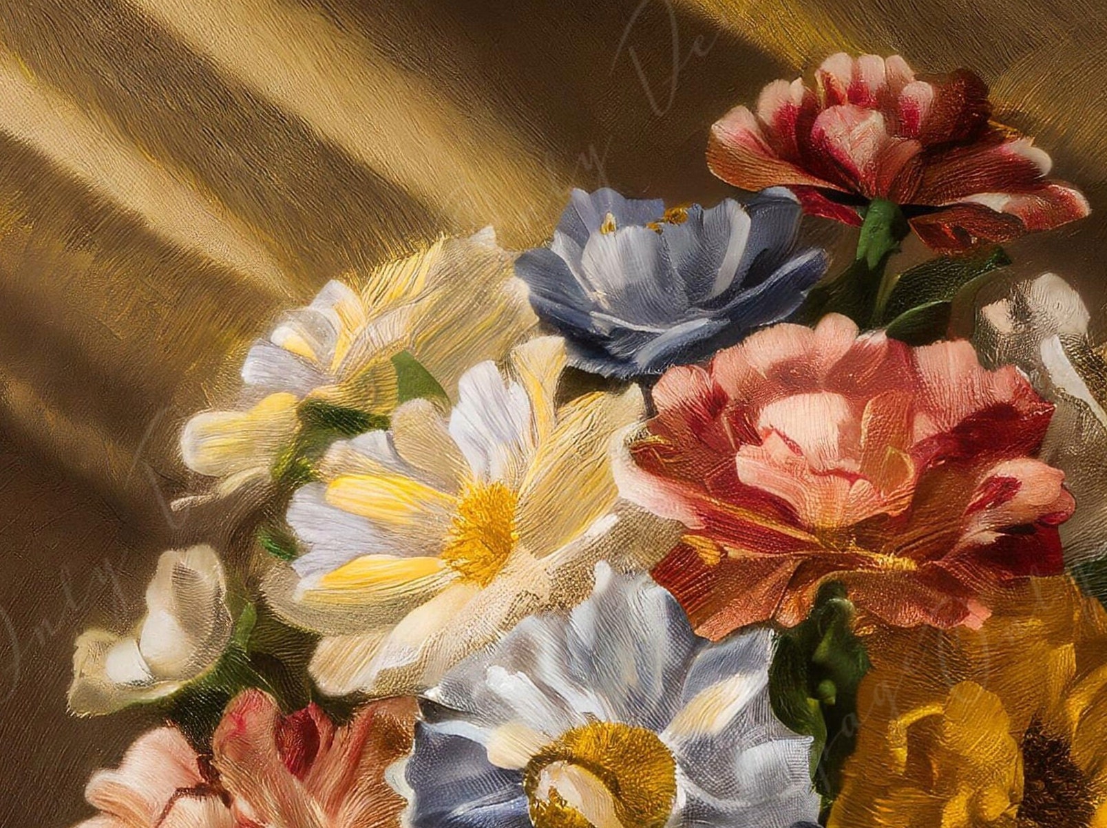 Golden Hour - Decoupage Paper Floral - Rice Paper for Furniture - Dark Background - Spring Flowers - Vase - Still Life