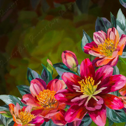 red spring flowers decoupage paper