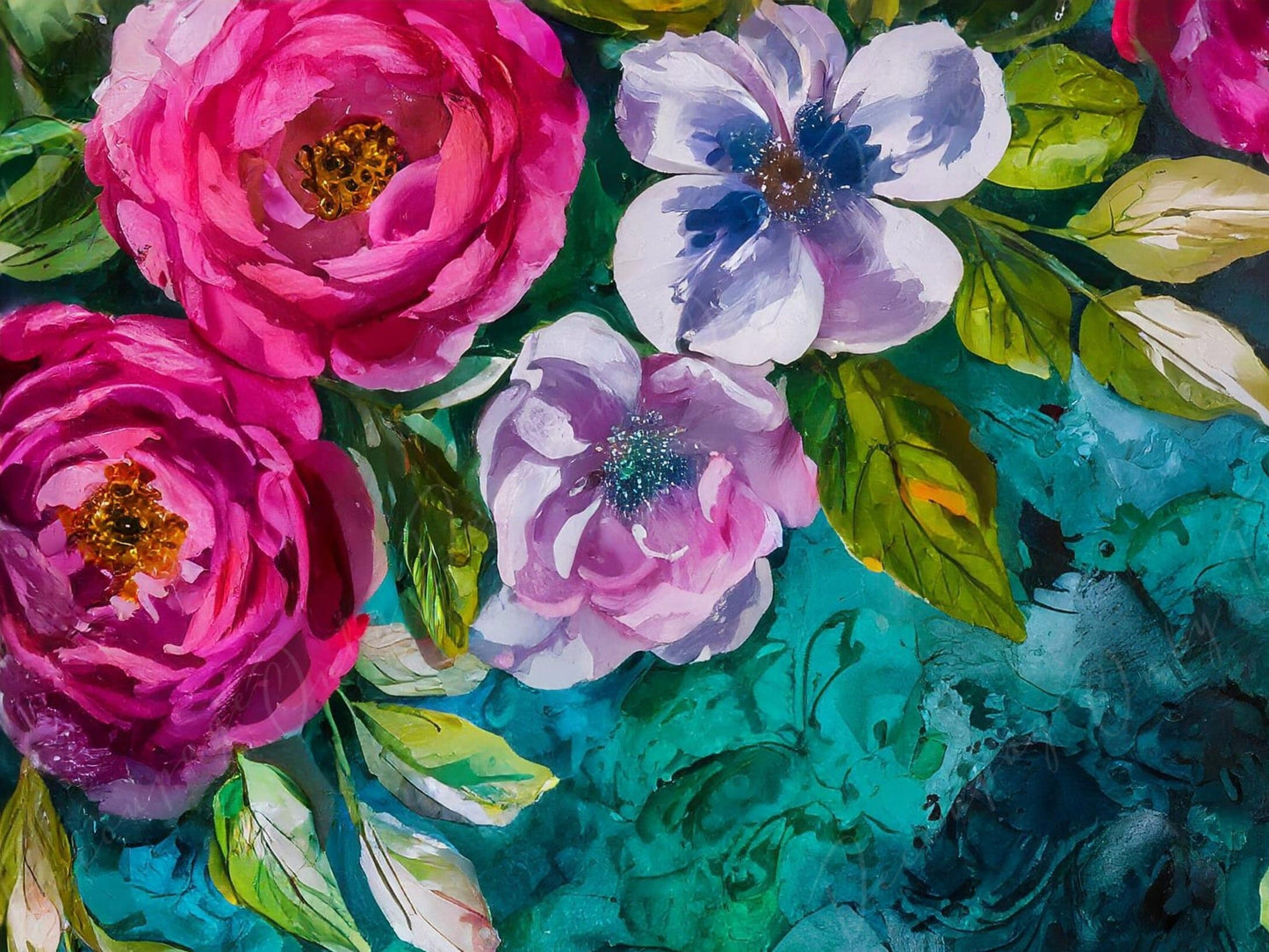 Floral Decoupage Paper for Furniture - Large Flowers Rice Paper - Dark Background - Spring Flowers
