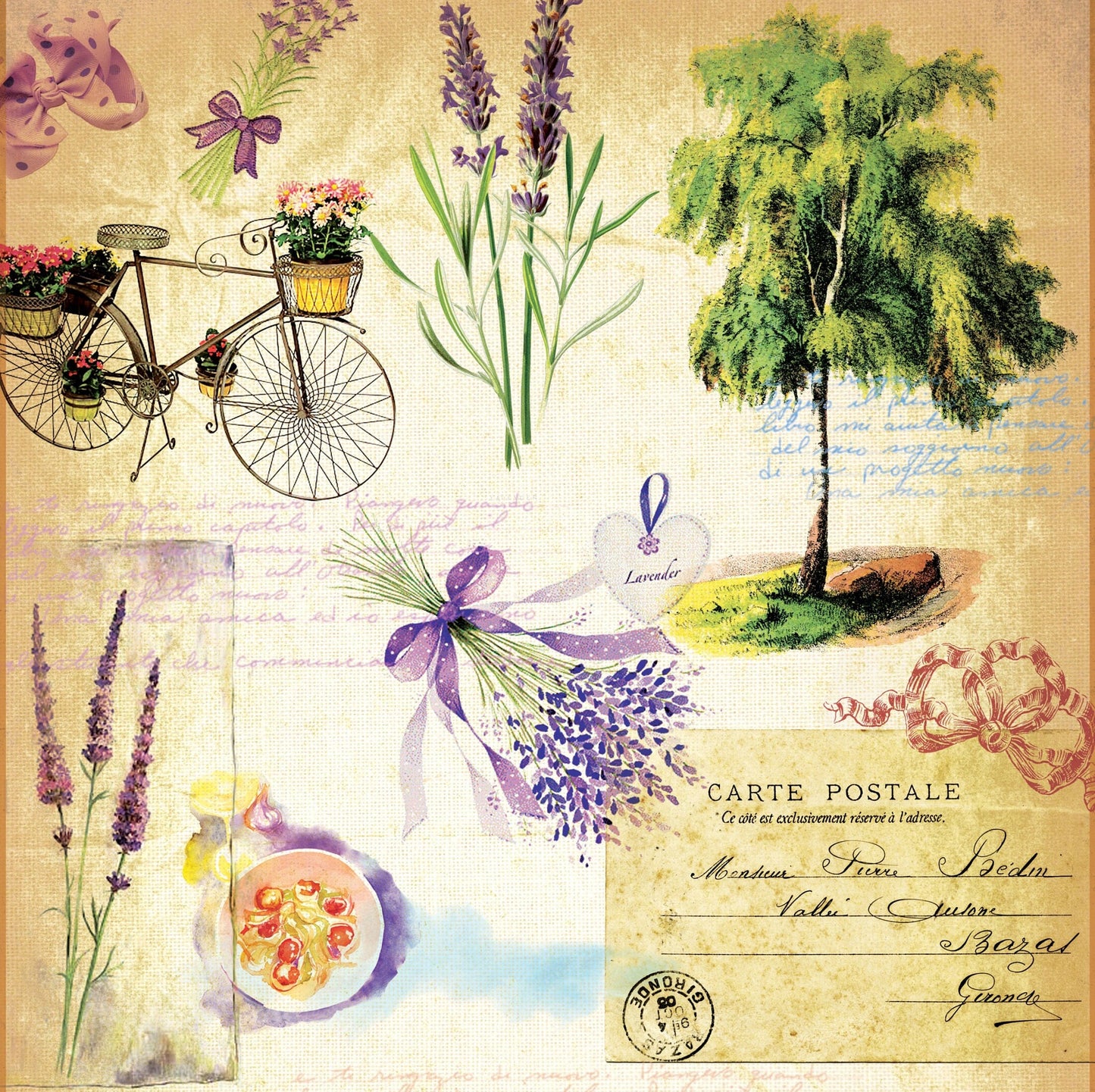 Levander - Farmhouse - Vintage Decoupage Art - Rice Paper - Decoupage for Furniture - Large Size Rice Paper for Decoupage
