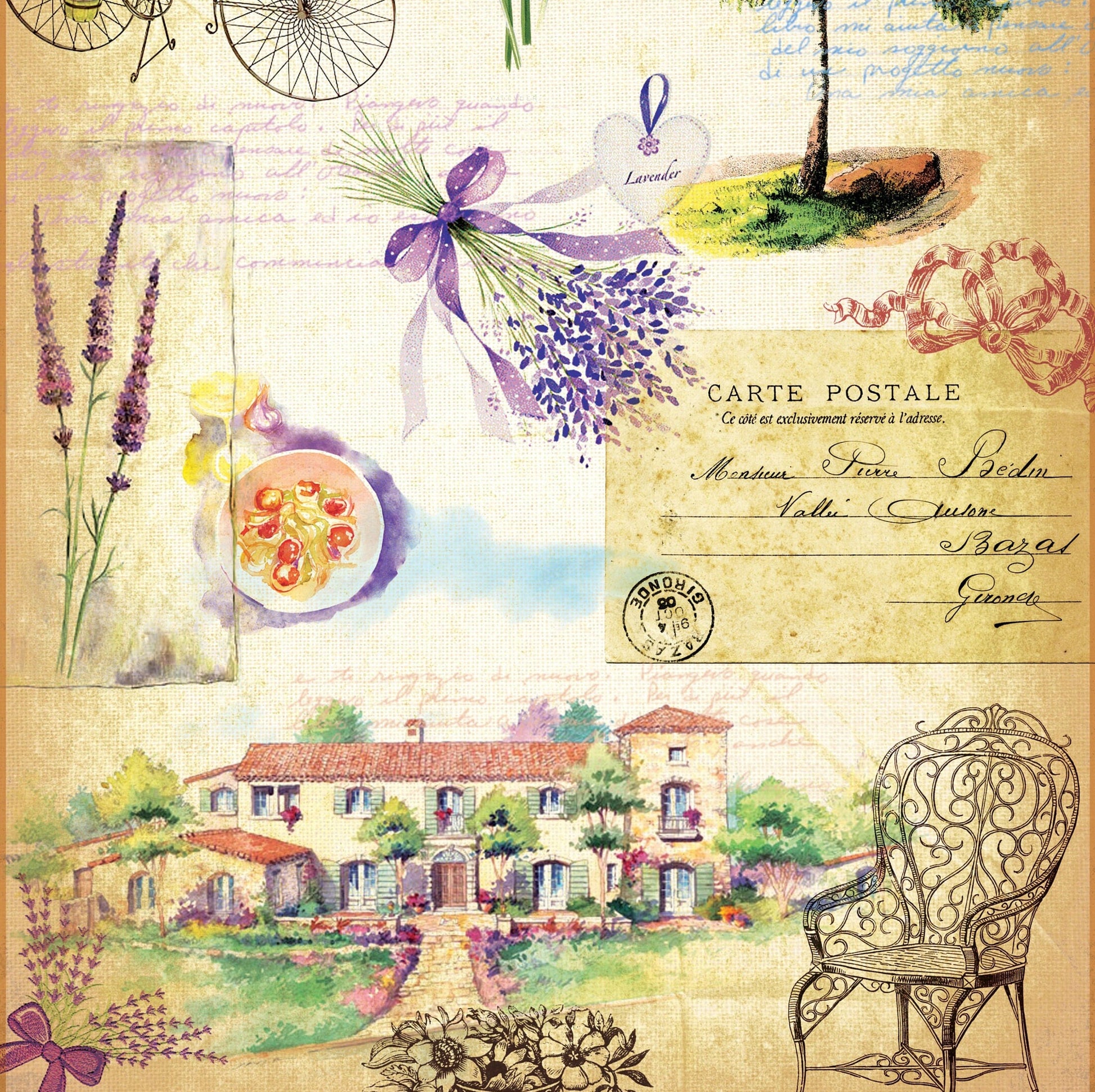 Levander - Farmhouse - Vintage Decoupage Art - Rice Paper - Decoupage for Furniture - Large Size Rice Paper for Decoupage