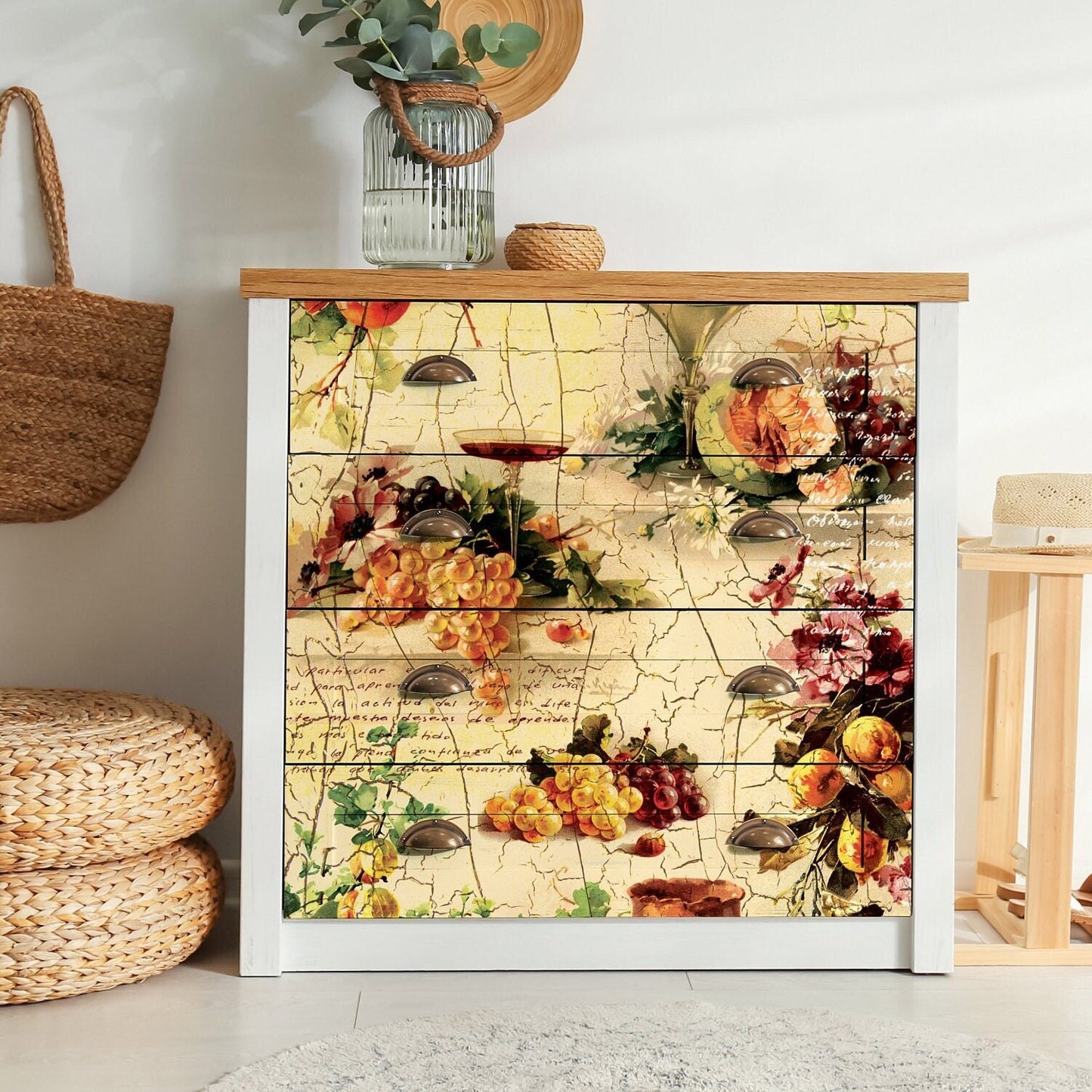 Graphes- Farmhouse - Vintage Decoupage Art - Rice Paper - Decoupage for Furniture - Large Size Rice Paper for Decoupage