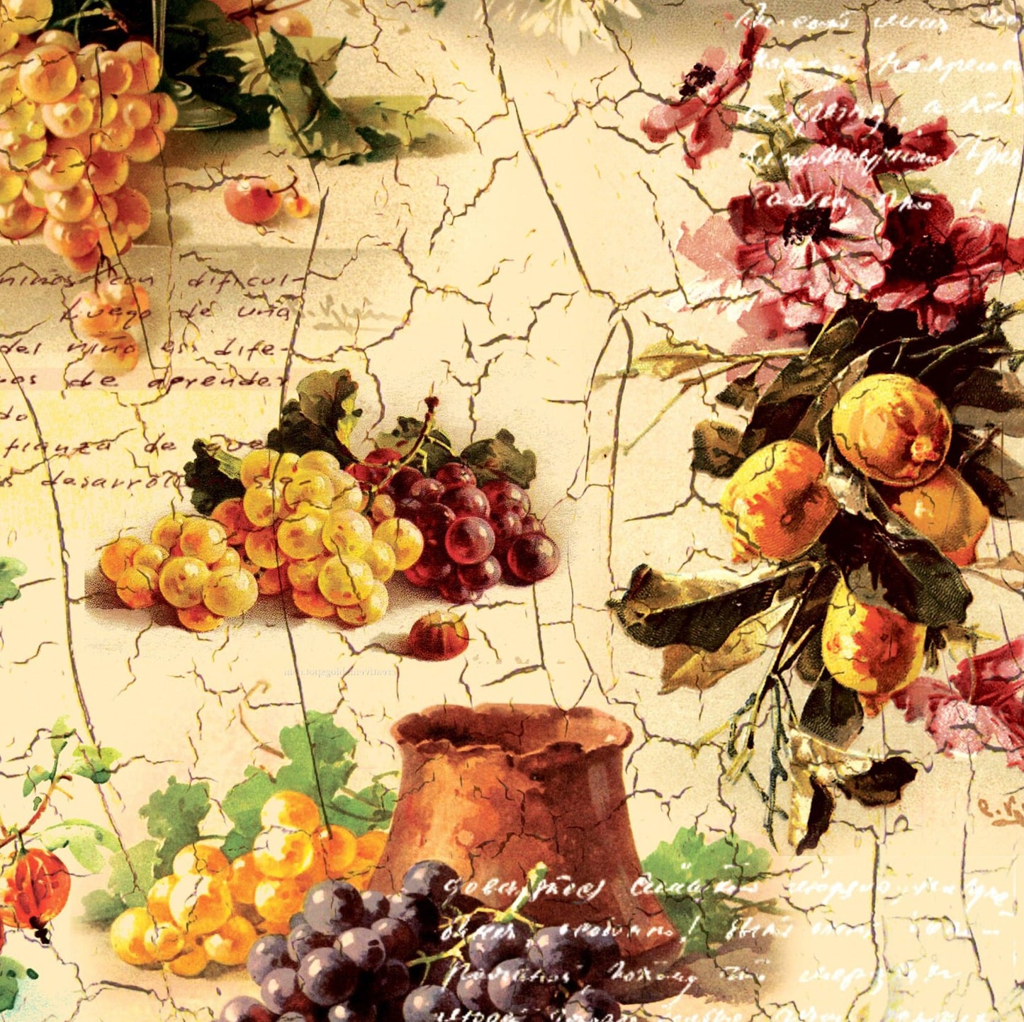 Graphes- Farmhouse - Vintage Decoupage Art - Rice Paper - Decoupage for Furniture - Large Size Rice Paper for Decoupage