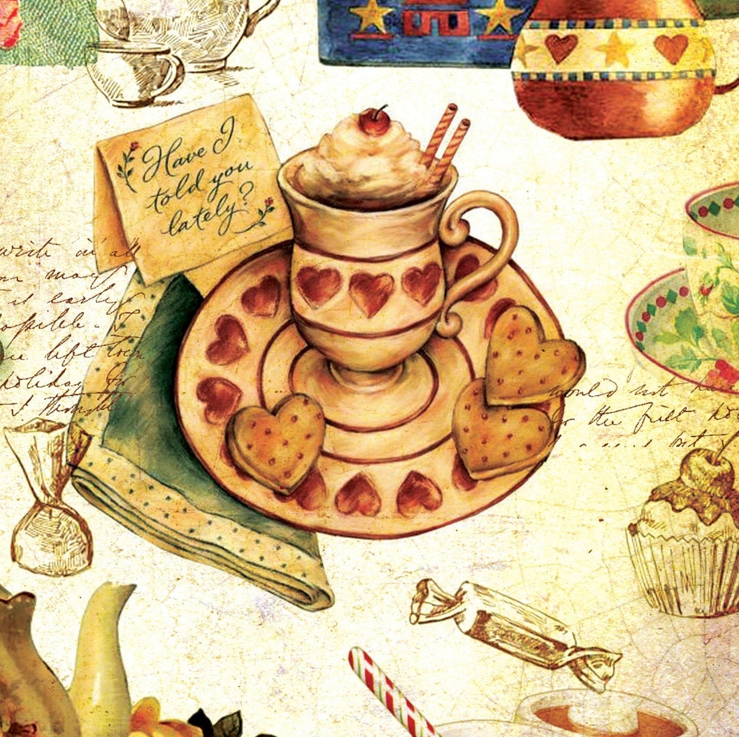 Tea Time - Vintage Decoupage Art - Rice Paper - Decoupage for Furniture - Large Size Rice Paper for Decoupage