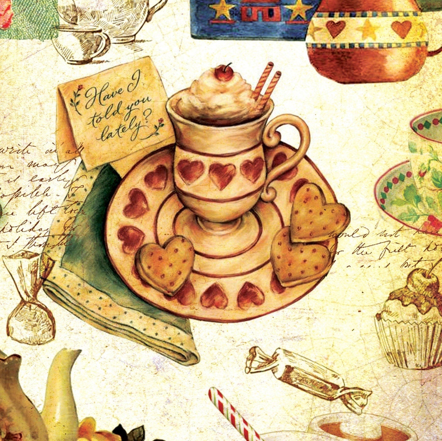 Tea Time - Vintage Decoupage Art - Rice Paper - Decoupage for Furniture - Large Size Rice Paper for Decoupage