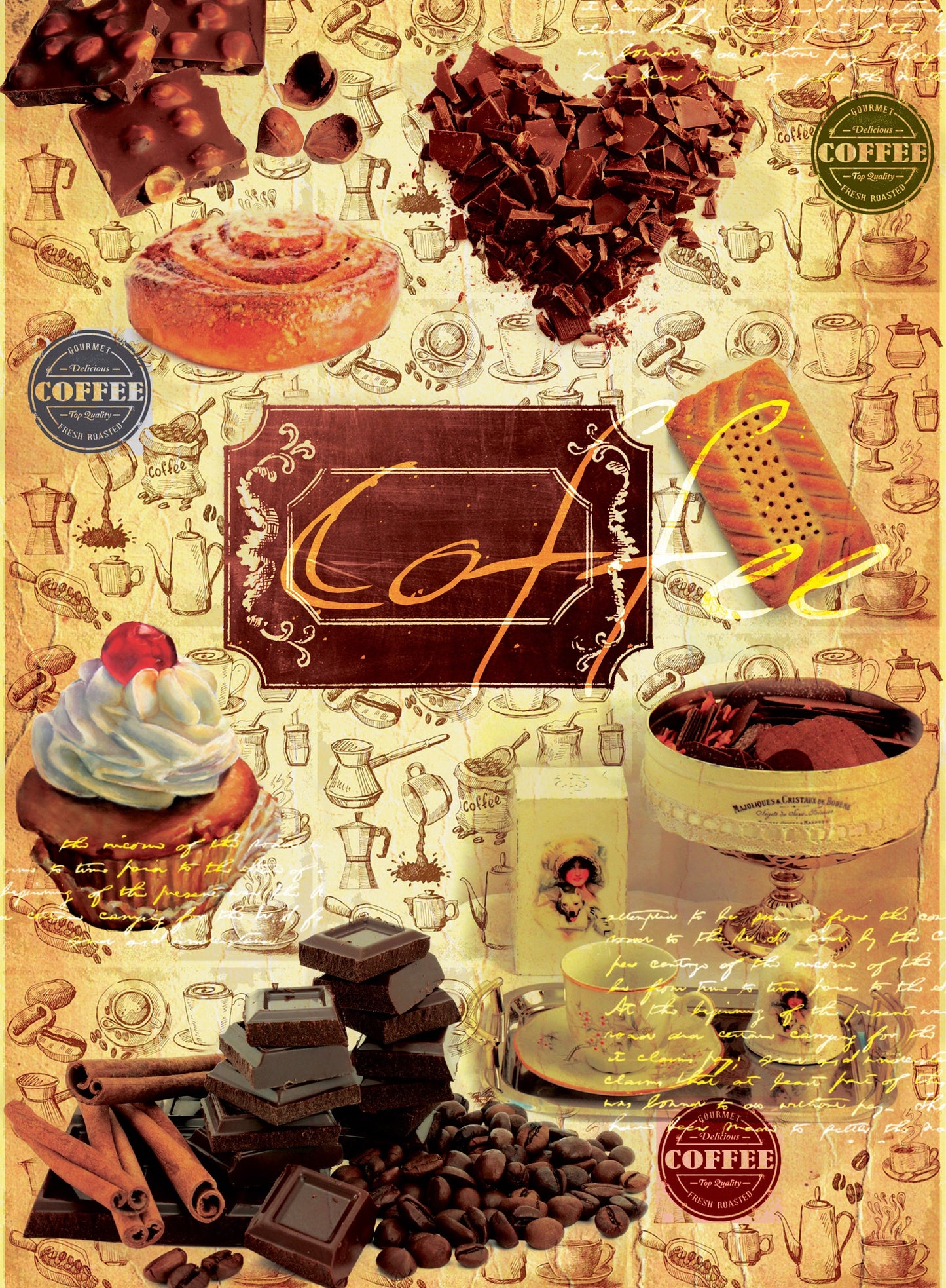 Coffee Time - Vintage Decoupage Art - Rice Paper - Decoupage for Furniture - Large Size Rice Paper for Decoupage