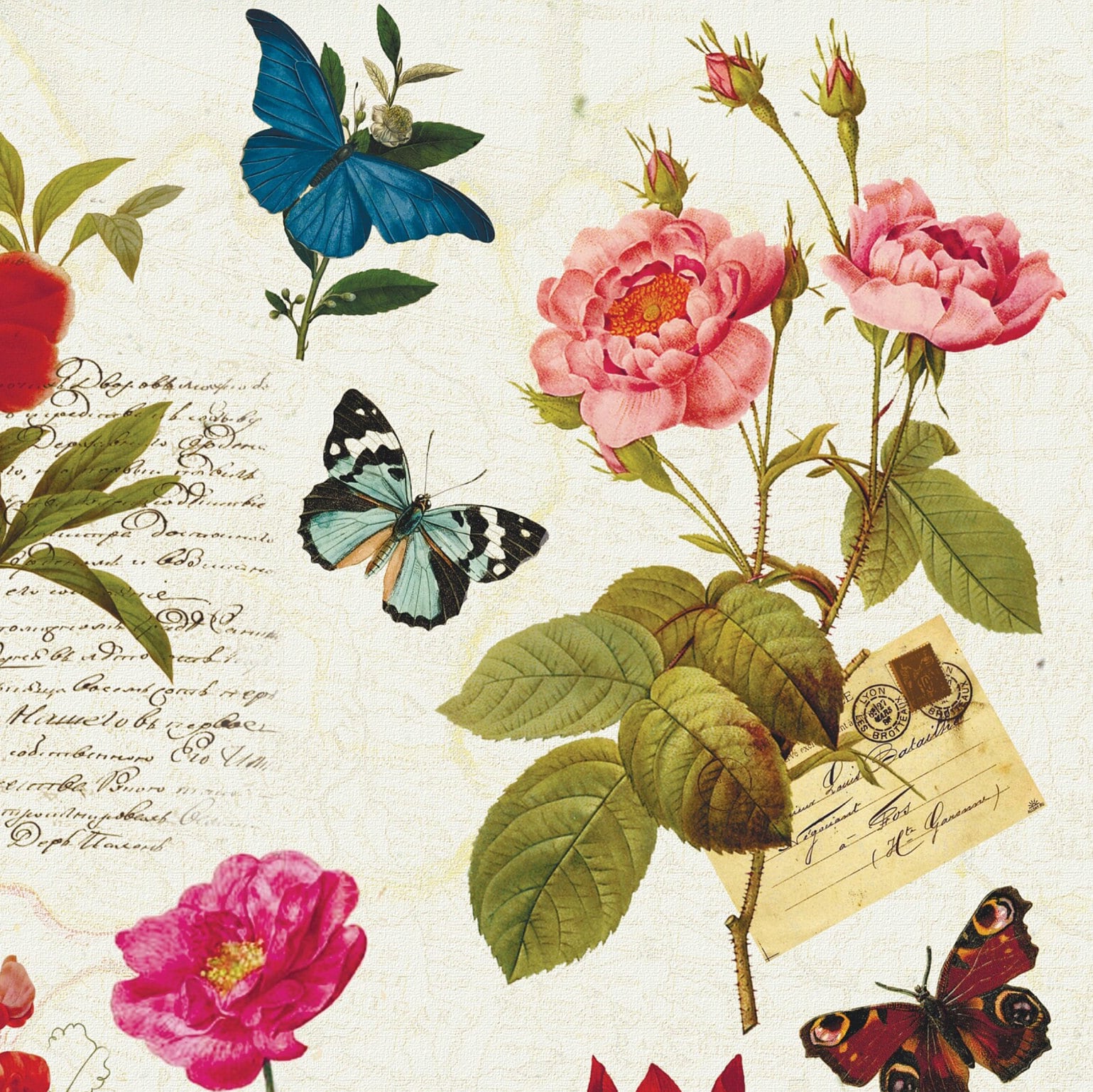 Spring Flowers Vintage Decoupage Paper - Decoupage Art - Large Size Rice Paper for Decoupage - A3 A2 A1