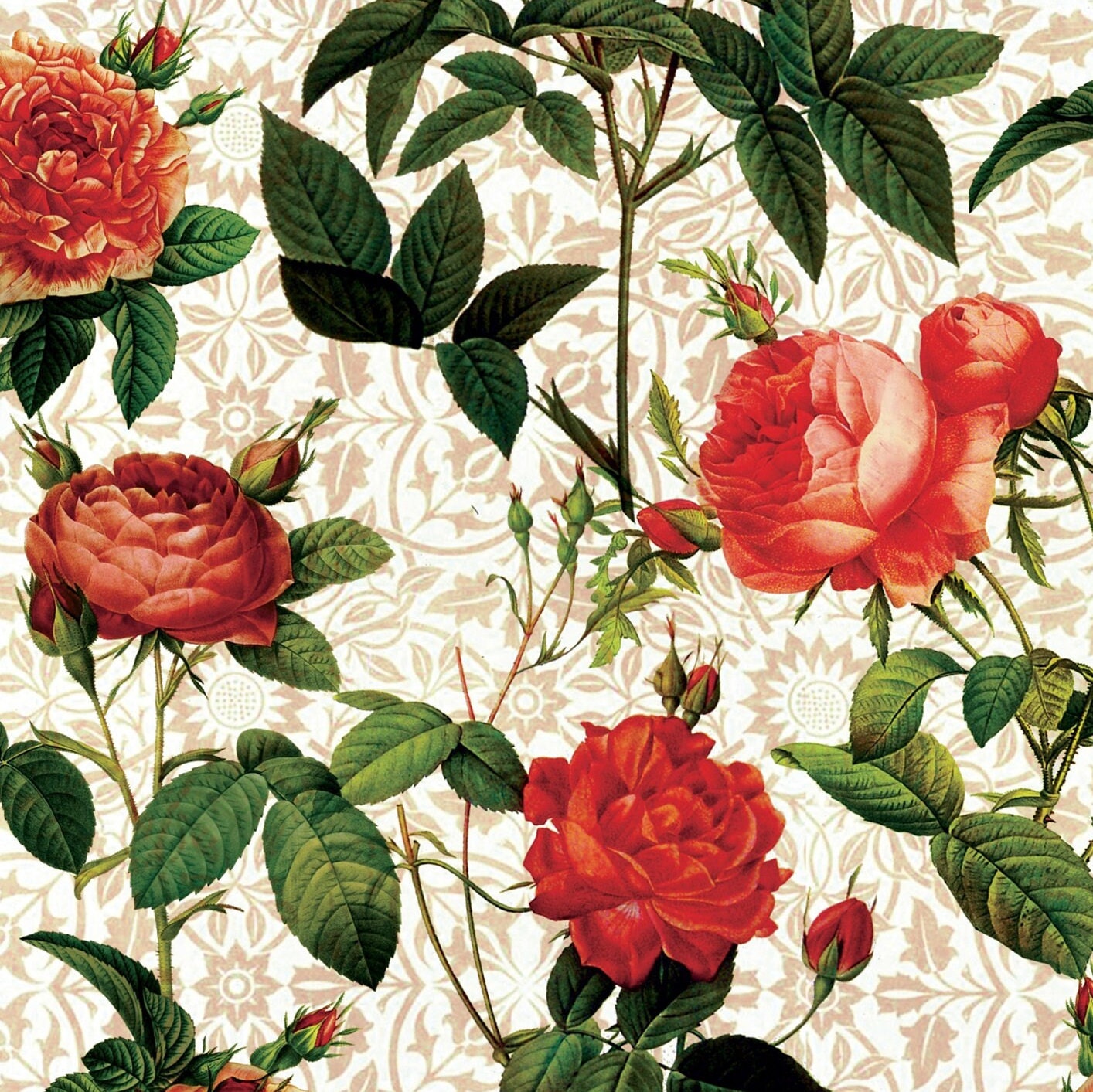 Spring Flowers Red Roses - Decoupage Art - Large Size Rice Paper for Decoupage - A3 A2 A1