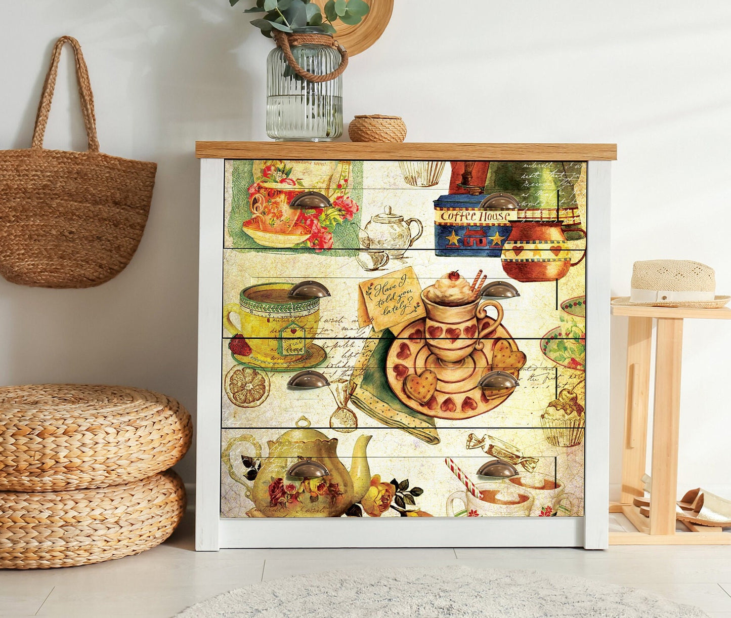 Tea Time - Vintage Decoupage Art - Rice Paper - Decoupage for Furniture - Large Size Rice Paper for Decoupage