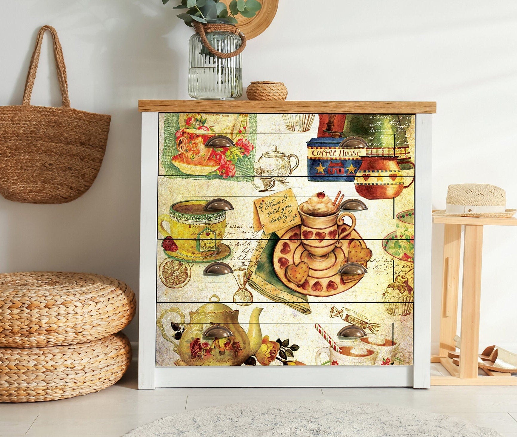 Tea Time - Vintage Decoupage Art - Rice Paper - Decoupage for Furniture - Large Size Rice Paper for Decoupage