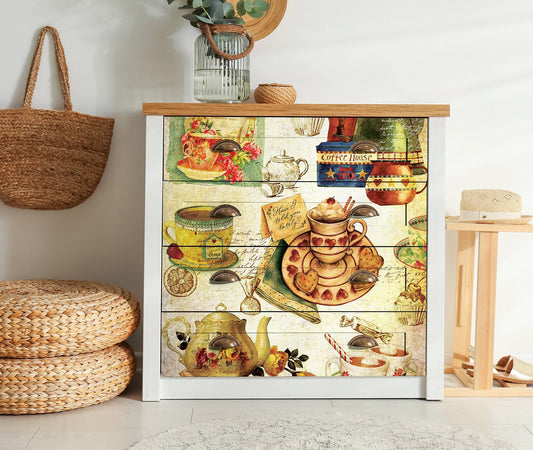 Tea Time - Vintage Decoupage Art - Rice Paper - Decoupage for Furniture - Large Size Rice Paper for Decoupage
