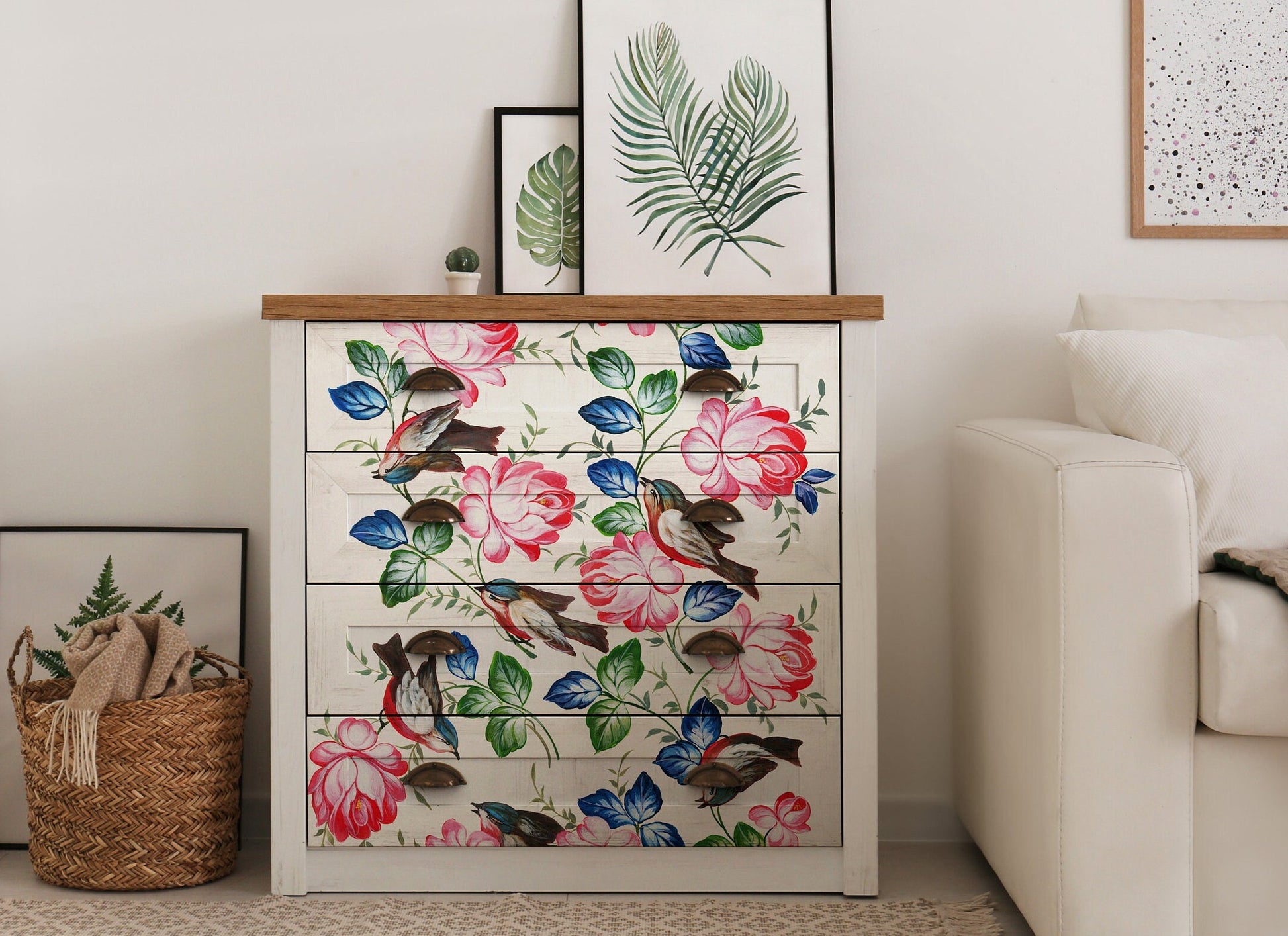 Birds & Flowers Decoupage Paper - Decoupage Art - Large Size Rice Paper for Decoupage