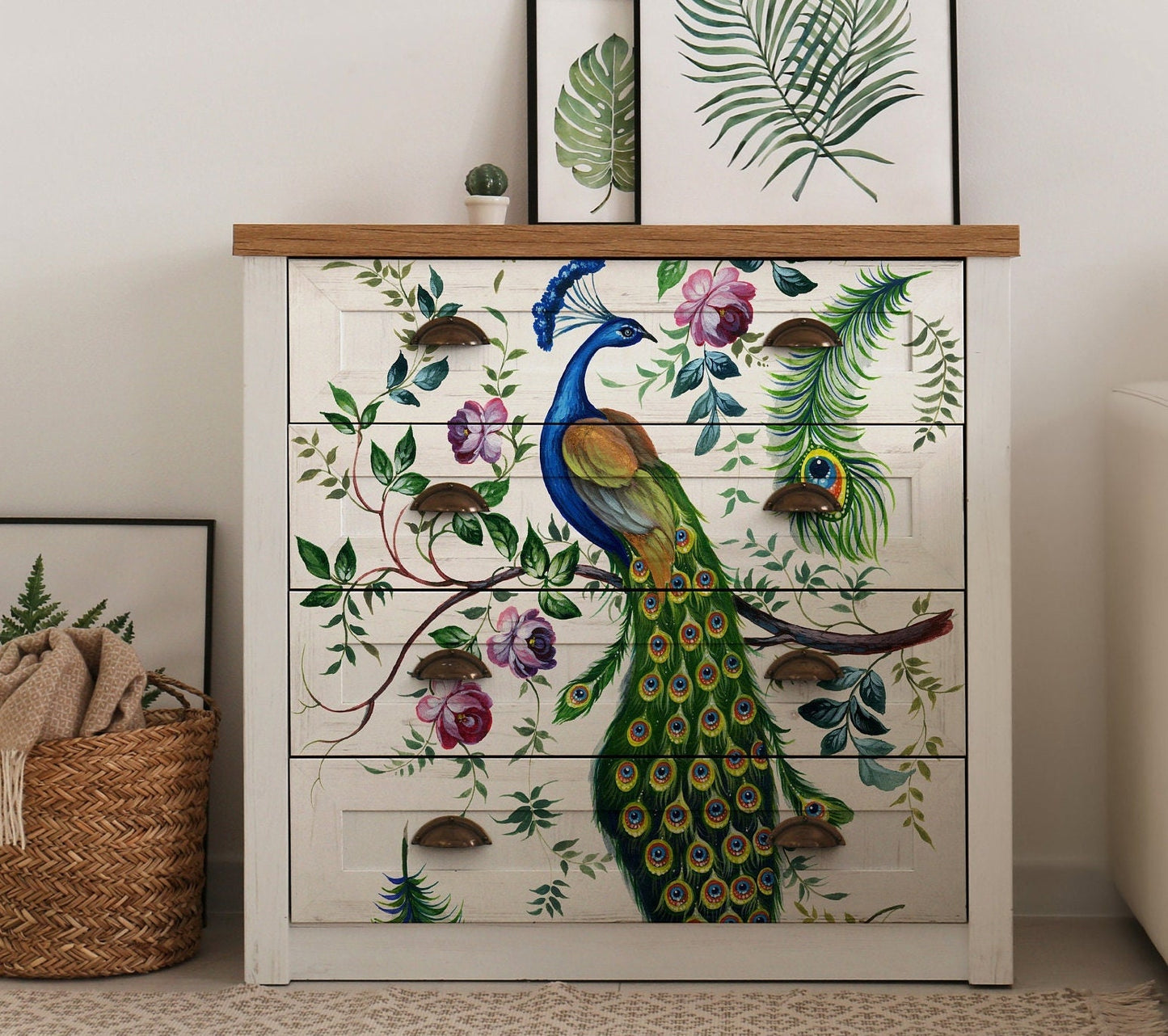 Large Decoupage Paper for Furniture - Decoupage Art - Rice Paper for Decoupage - Peacock Decoupage