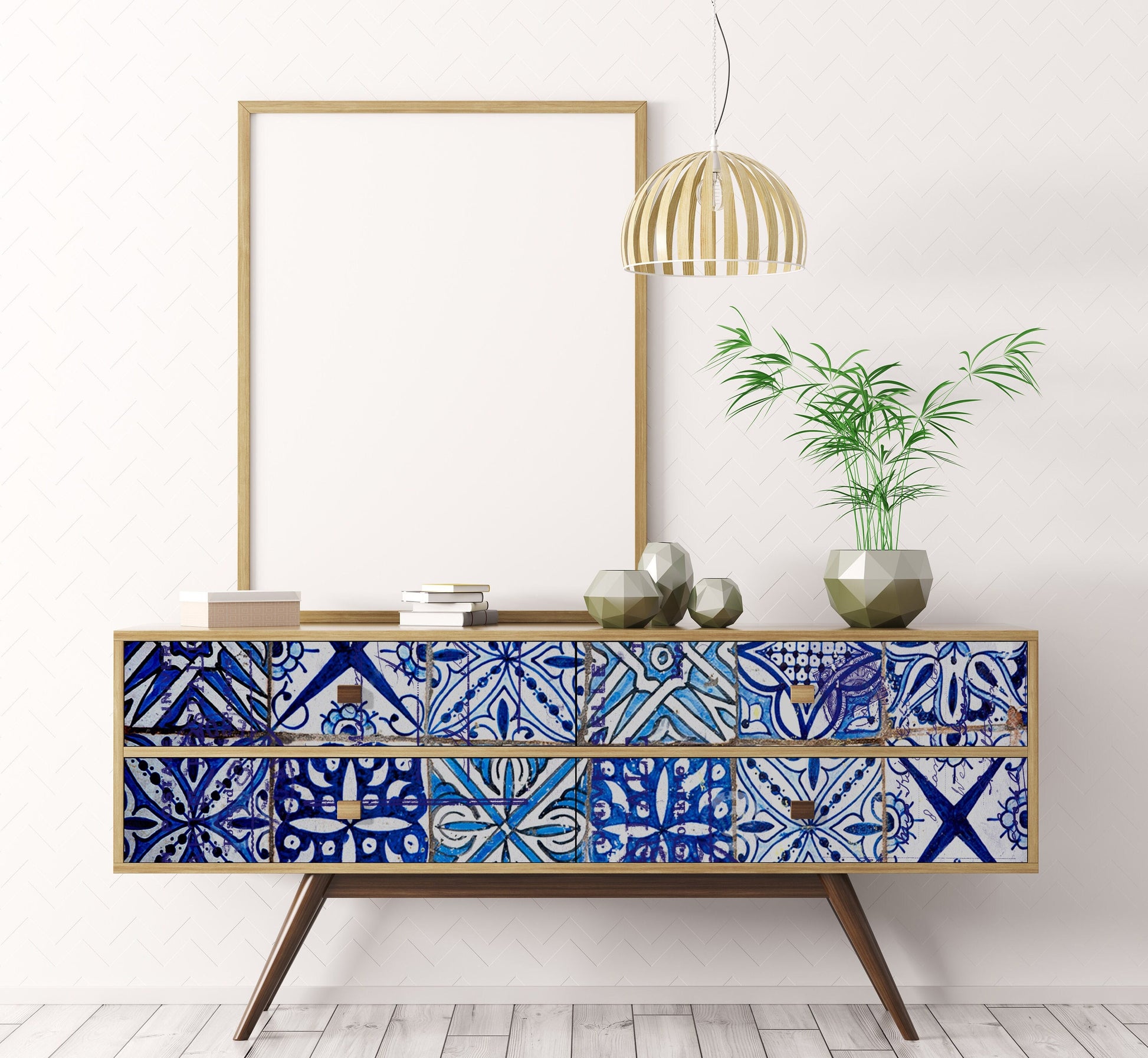 Large Decoupage Paper - Decoupage Art - Rice Paper for Decoupage - Decoupage for Furniture - Vintage Decoupage - Blue Tile