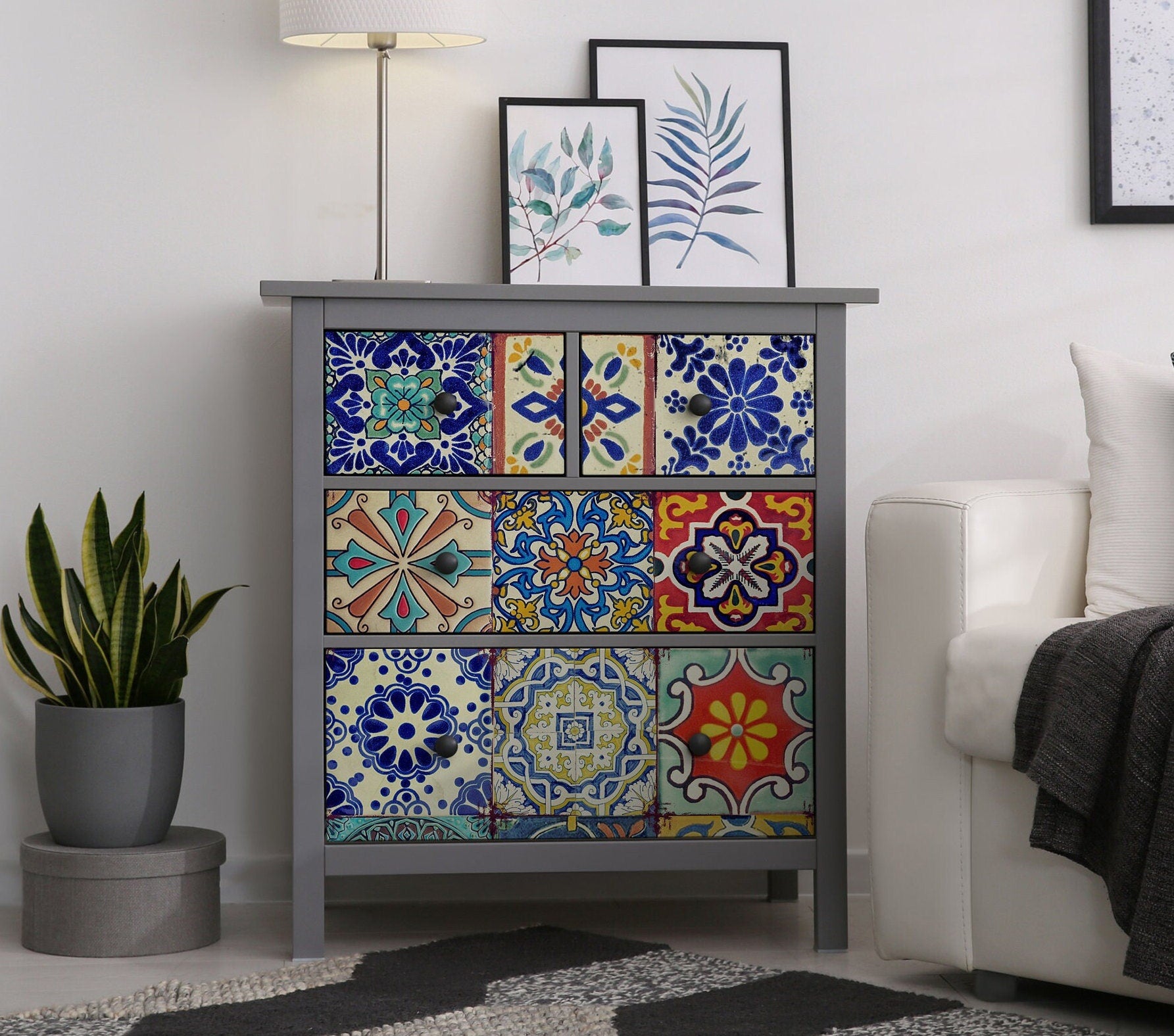 Large Decoupage Paper - Decoupage Art - Rice Paper for Decoupage - Decoupage for Furniture - Vintage Decoupage - Colorful Tile - Moroccon