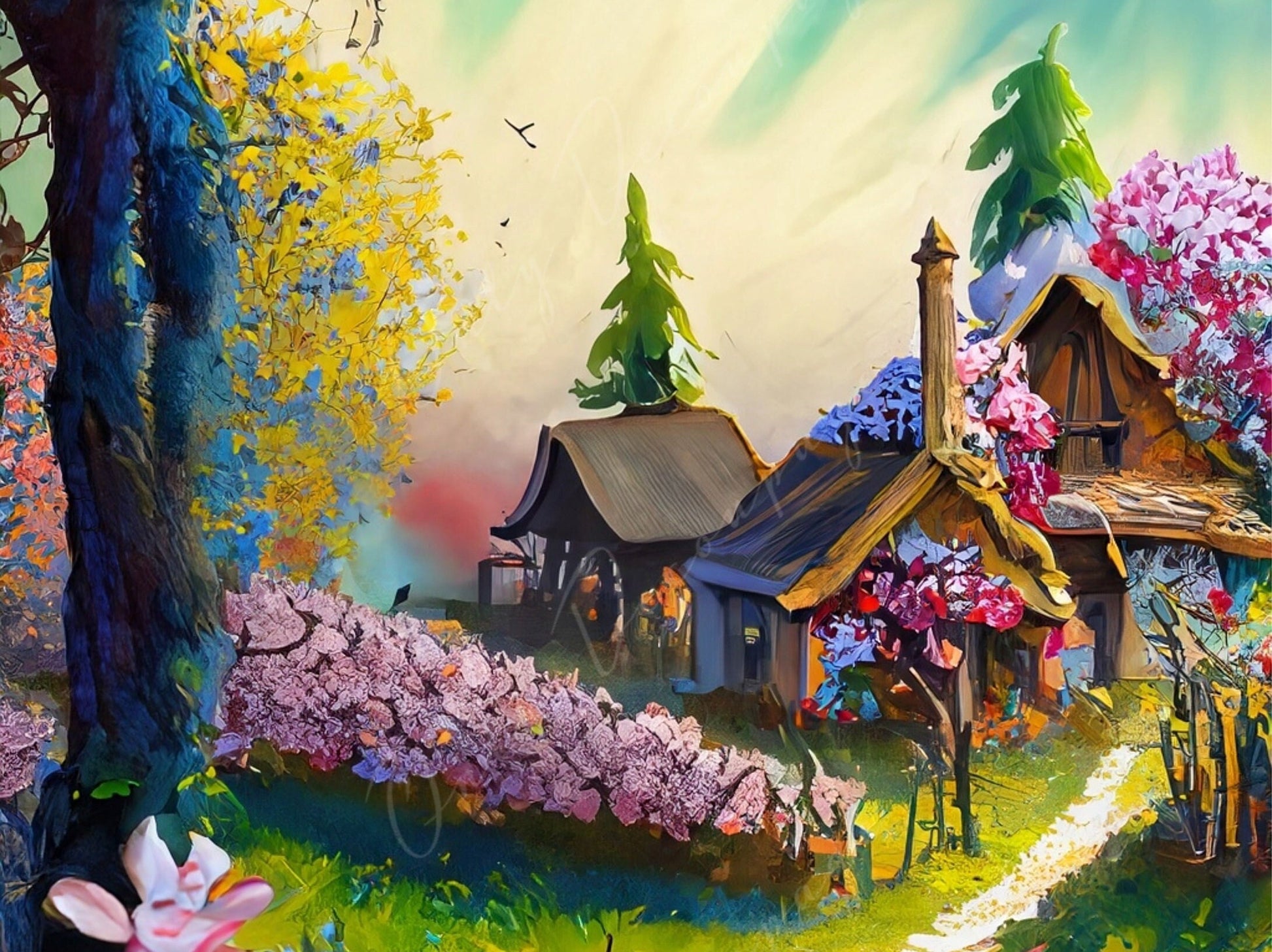 Decoupage Paper - Village - Rice Paper Decoupage - Farmhouse - Decoupage Paper for Furniture - Forrest