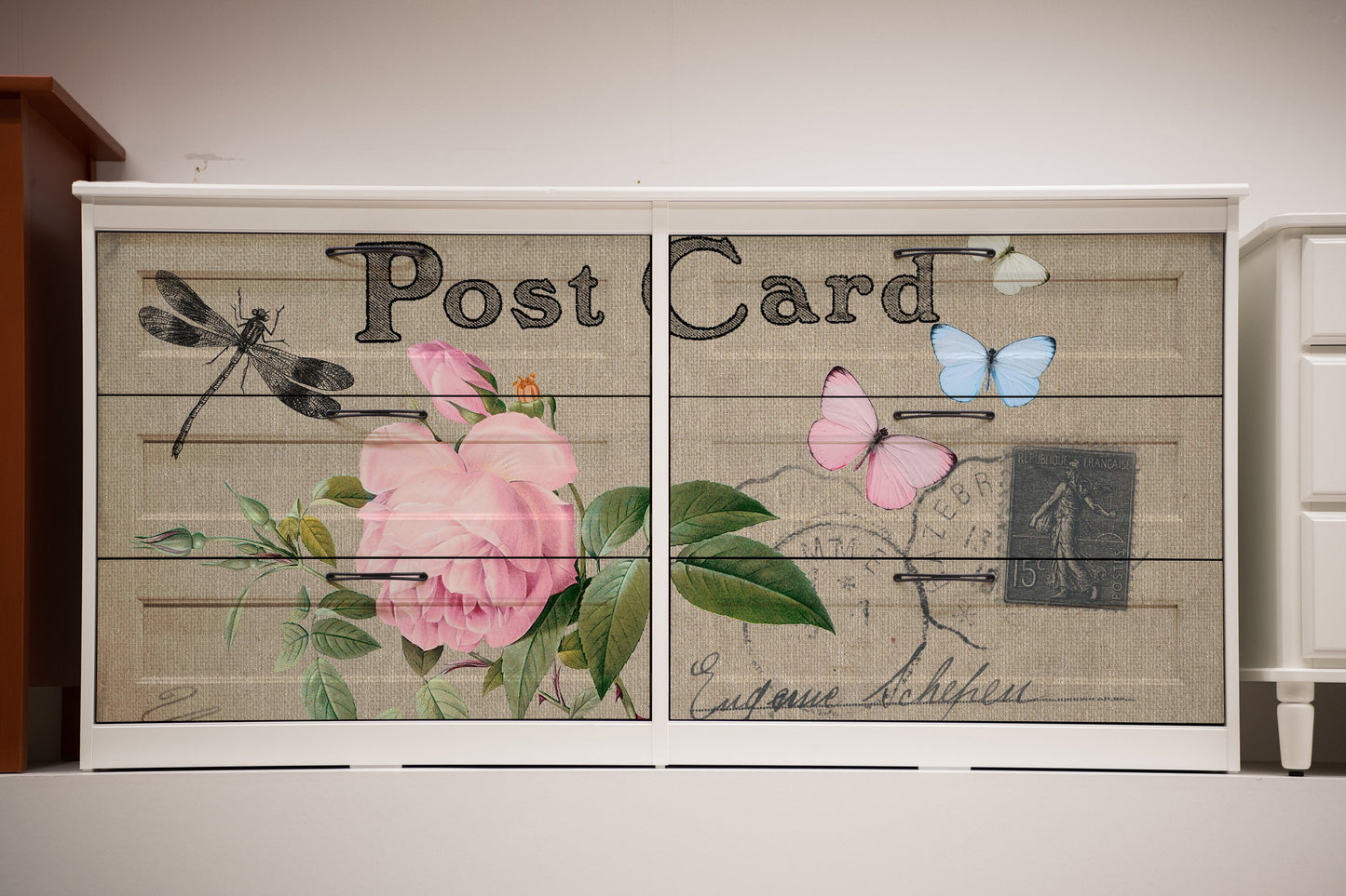 Post Card - Large Rice Paper for Decoupage - Furniture Decoupage - Vintage Decoupage - Floral Decoupage Paper