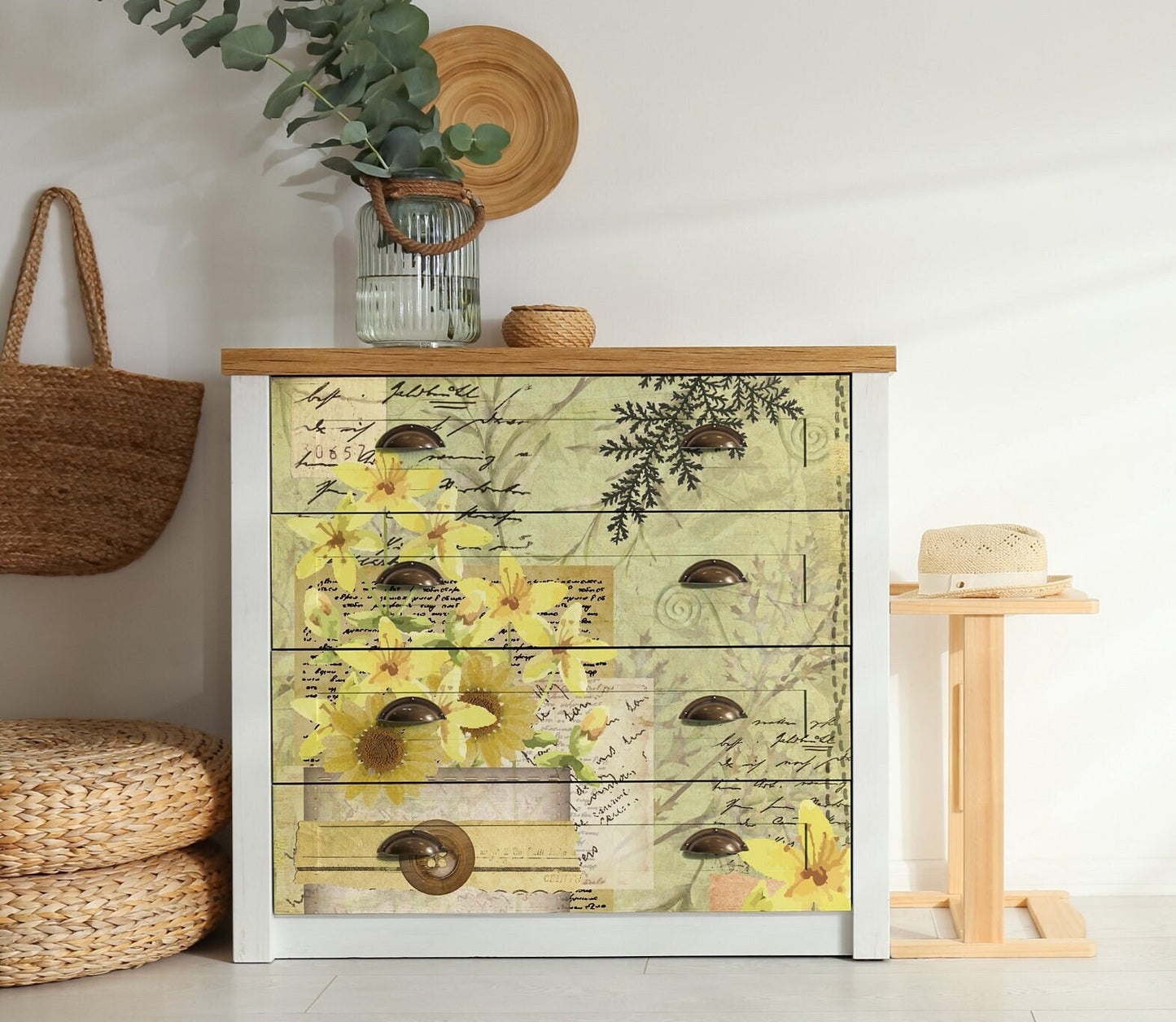 Yellow Flowers - Floral Decoupage - Decoupage Art - Large Size Rice Paper for Decoupage - Decoupage Crafts
