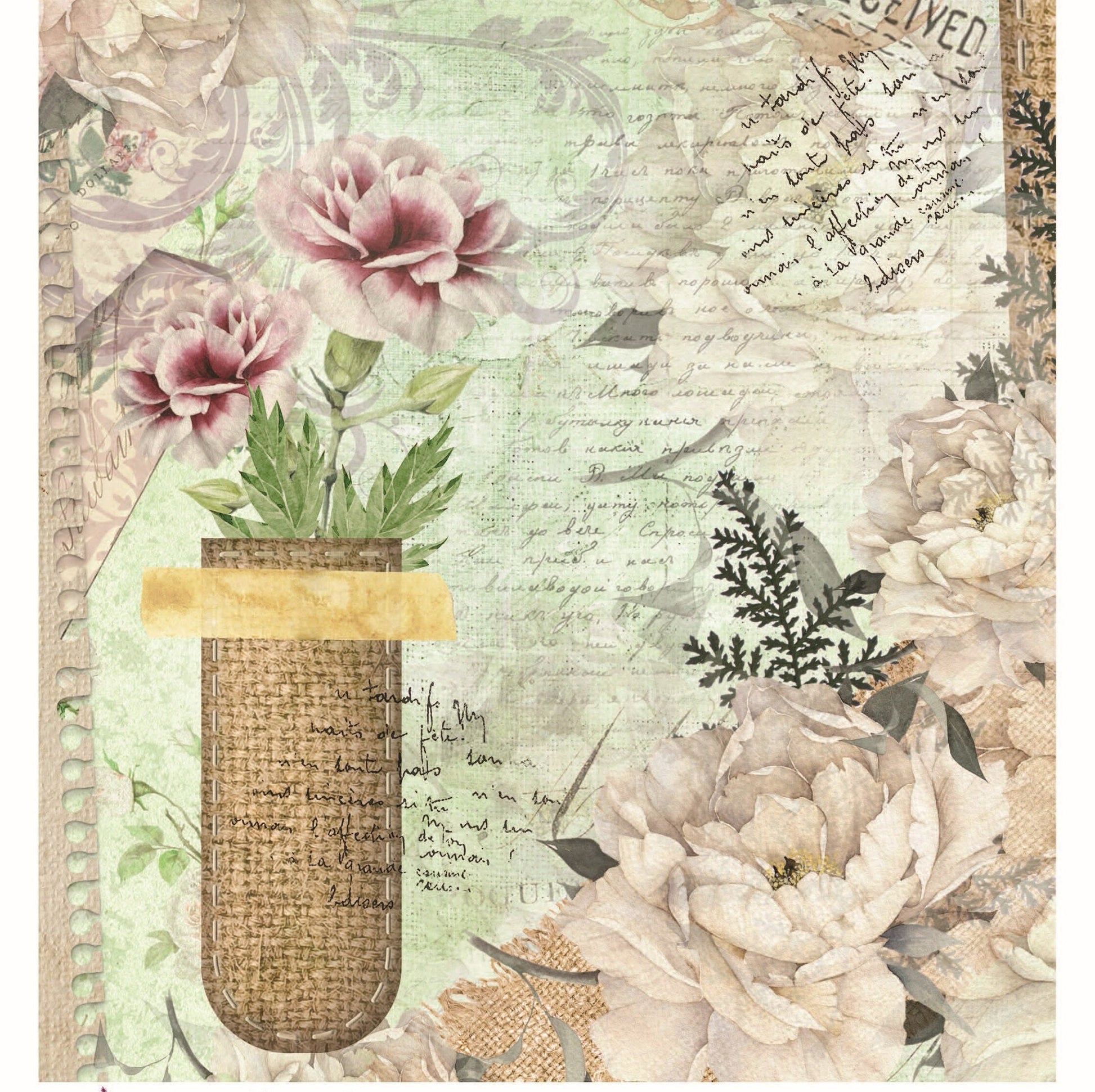 White Daisy Vintage Floral Decoupage - Decoupage Art - Large Size Rice Paper for Decoupage - Decoupage Crafts