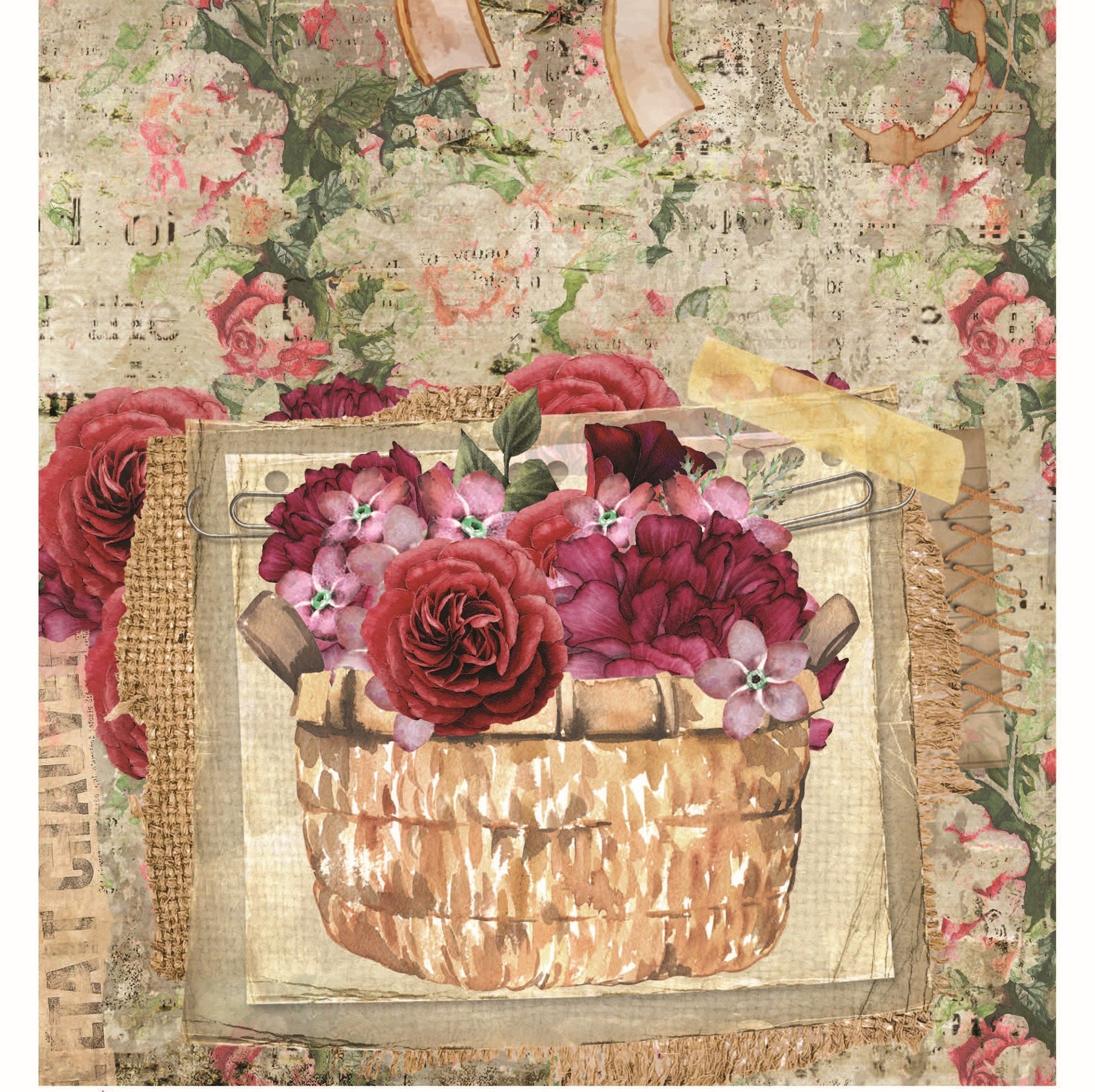 Red Roses - Floral Decoupage - Decoupage Art - Large Size Rice Paper for Decoupage - Decoupage Crafts