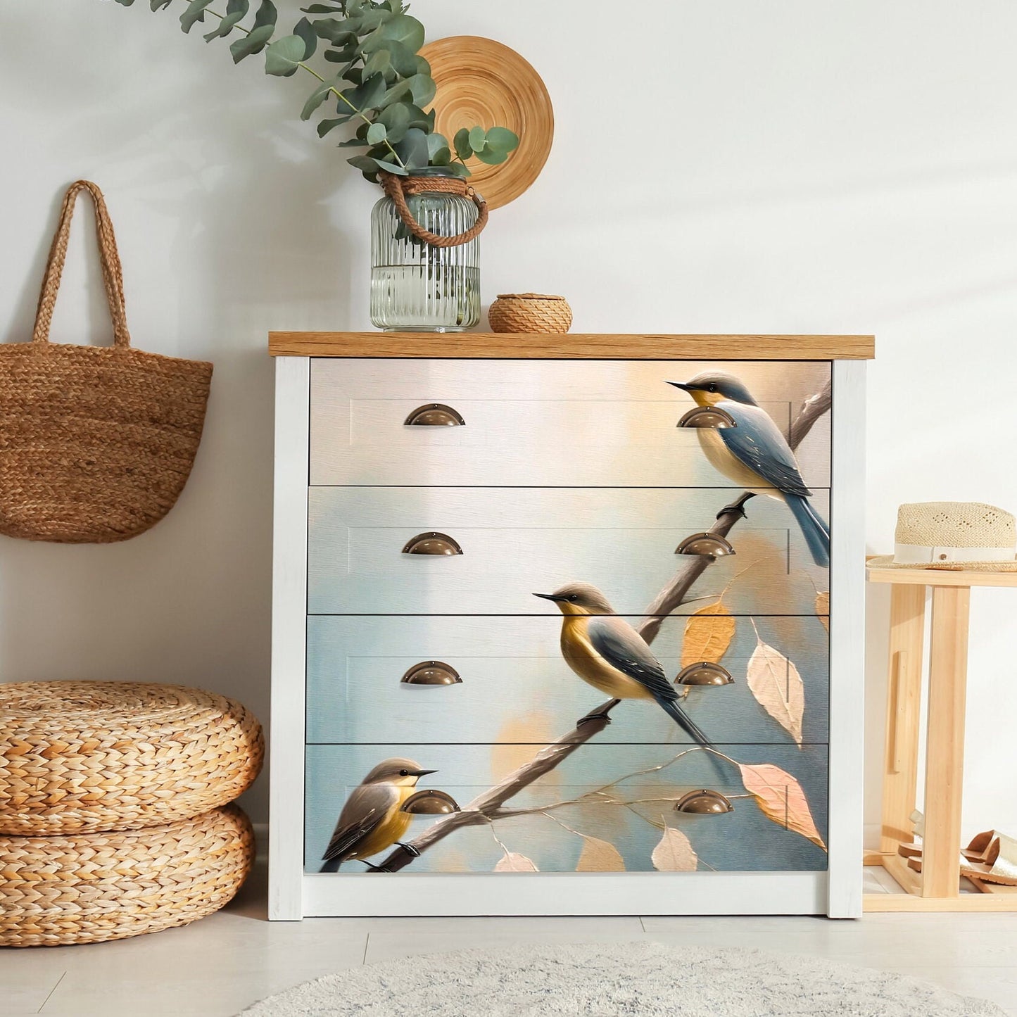 Large Decoupage Paper for Furniture - Rice Paper - Golden Autumn - Decoupage Paper - Bird Decoupage