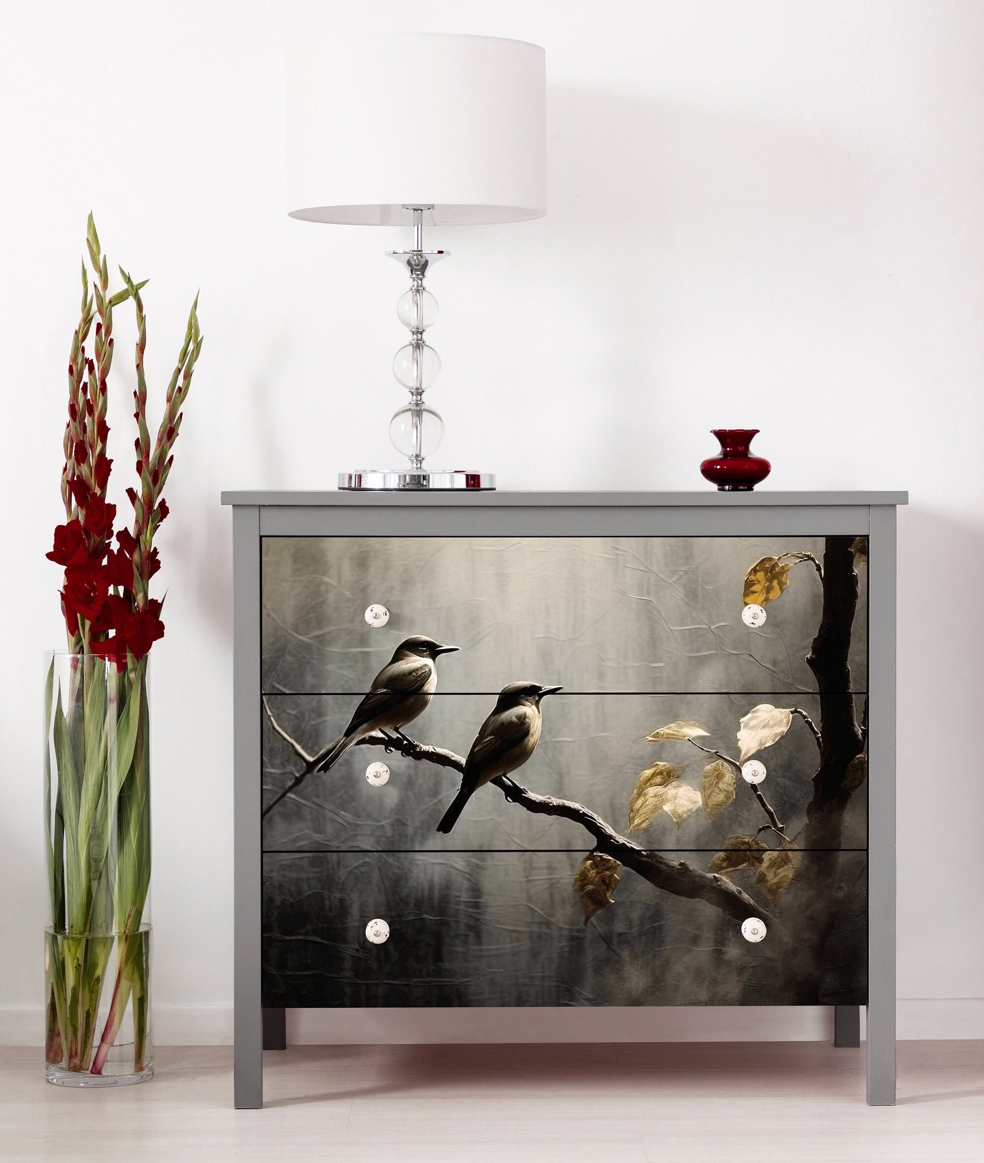 Large Decoupage Paper for Furniture - Rice Paper - Autumn - Decoupage Paper - Bird Decoupage - Dark Colors