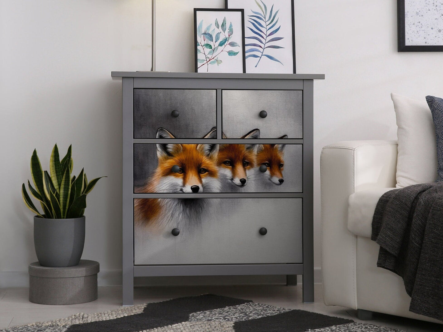 Fox Family Decoupage Paper for Furniture - Rice Paper