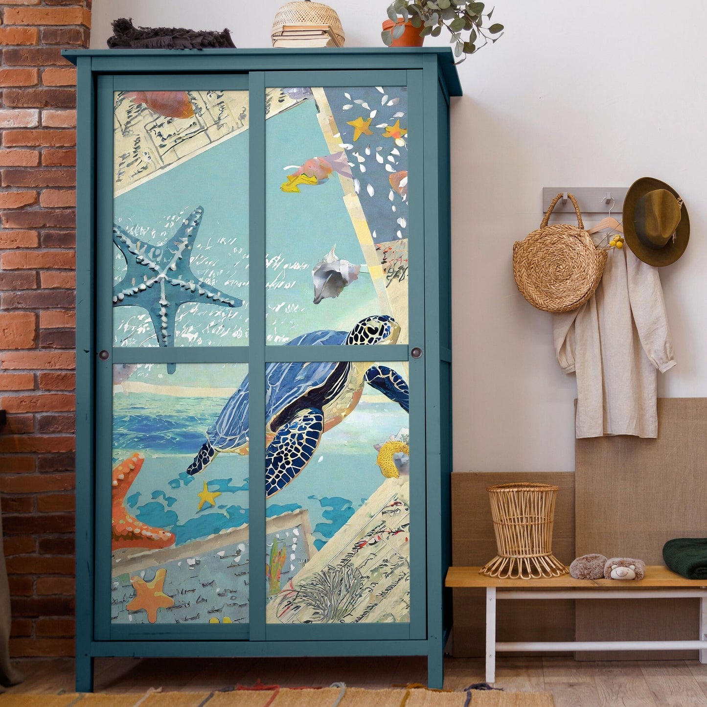 Marine Life - Large Decoupage Paper for Furniture - Rice Paper - Decoupage Paper - Sea Turtle - Star