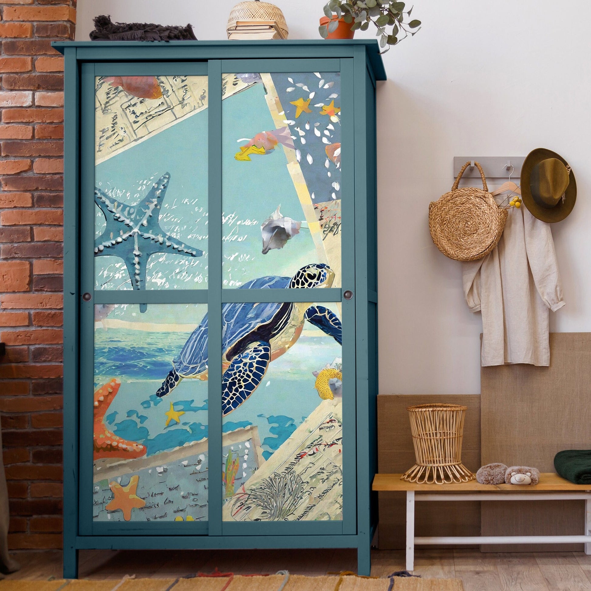 Marine Life - Large Decoupage Paper for Furniture - Rice Paper - Decoupage Paper - Sea Turtle - Star