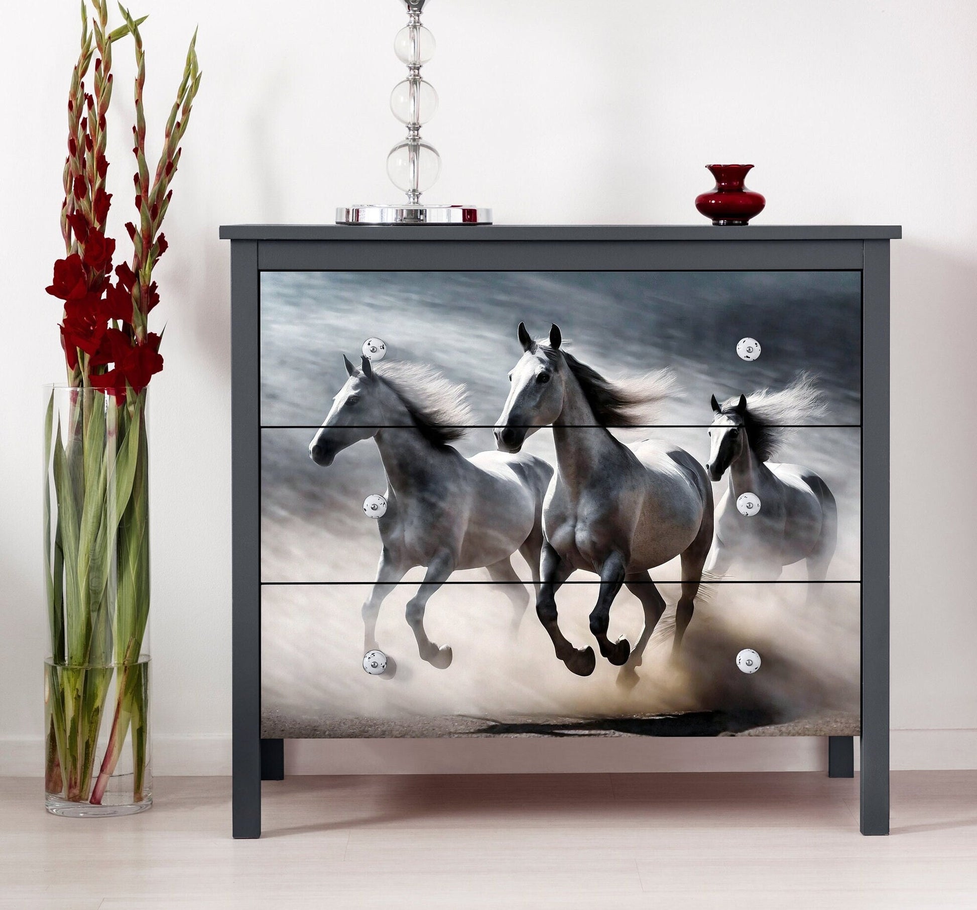 Horses - Large Decoupage Paper for Furniture - Rice Paper - Decoupage Paper - Galloper - White Horse