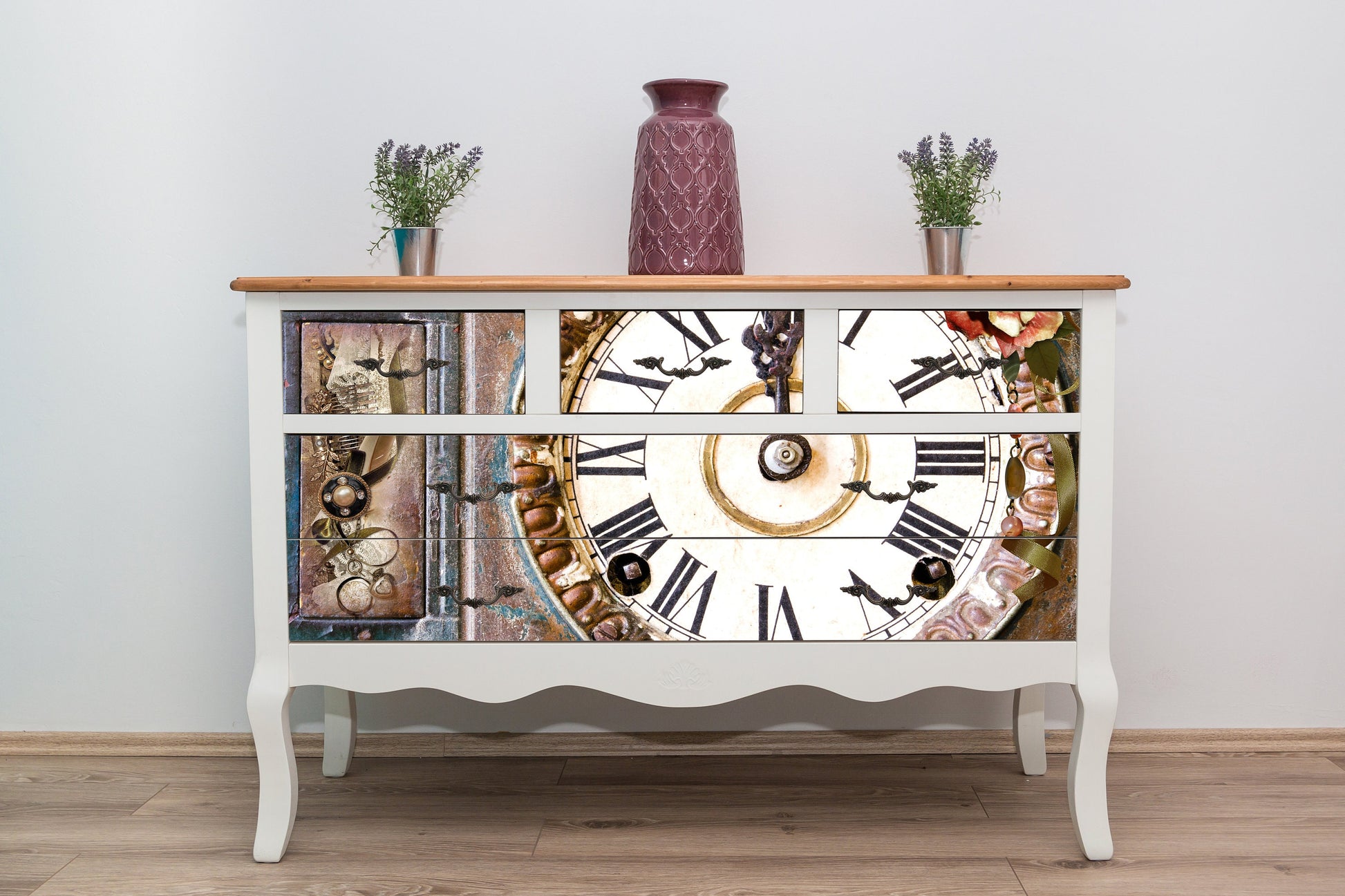 Large Decoupage for Furniture - Vintage Decoupage - Floral Decoupage Paper - Rice Paper - Pocket Watch