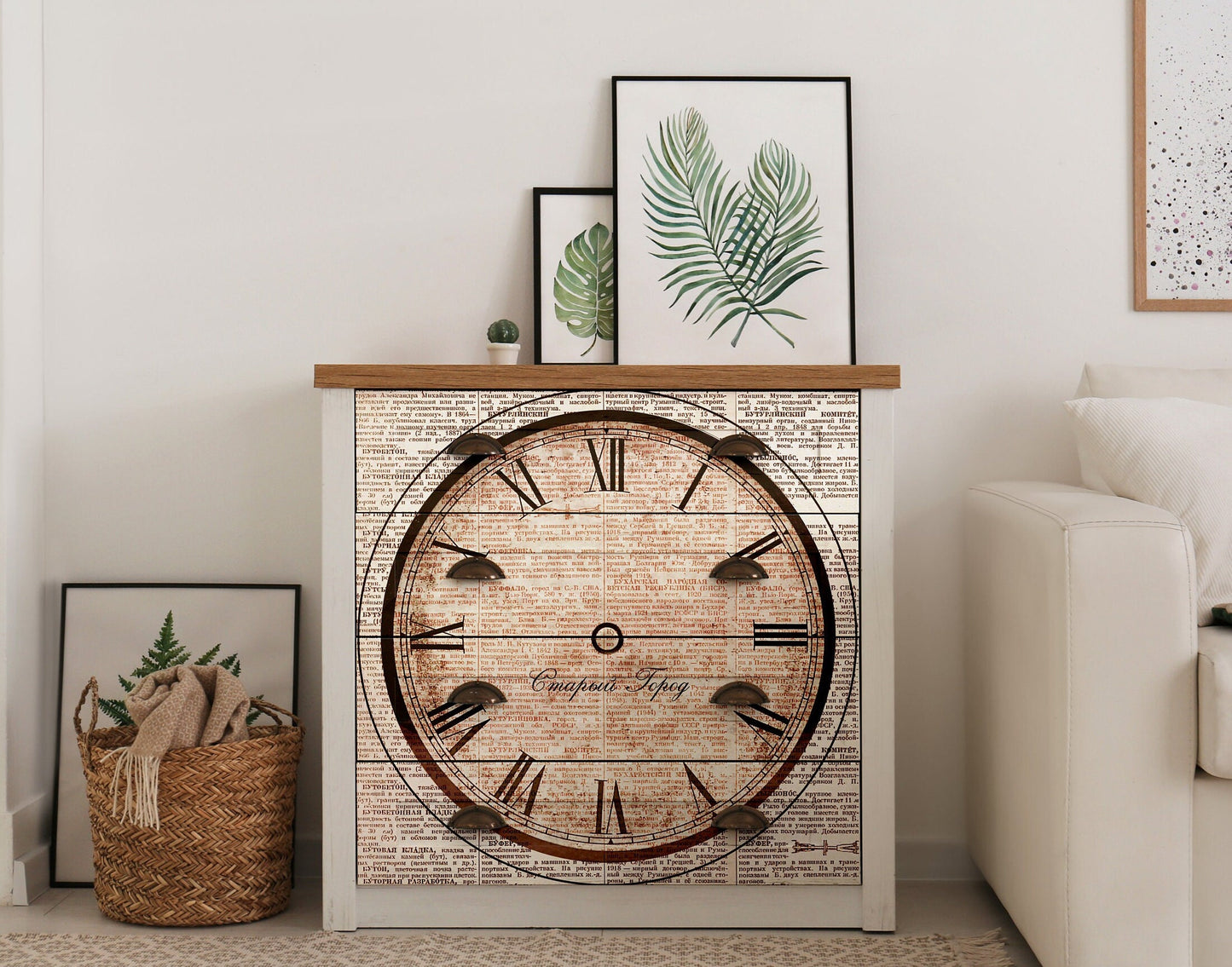 Clock - Vintage Decoupage Art - Rice Paper - Decoupage for Furniture - Large Size Rice Paper for Decoupage