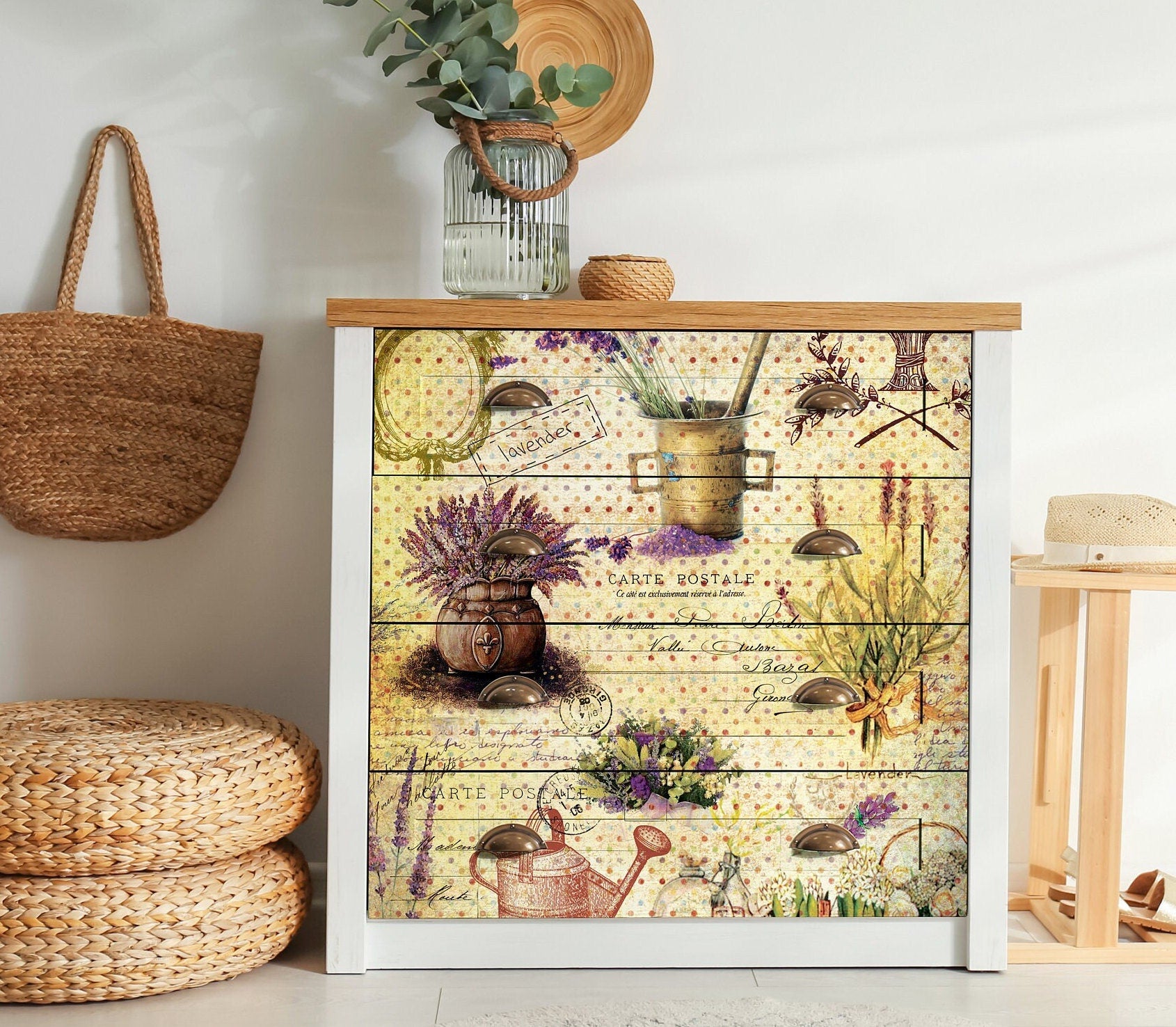 Lavender Vintage Decoupage Rice Paper – Furniture Art
