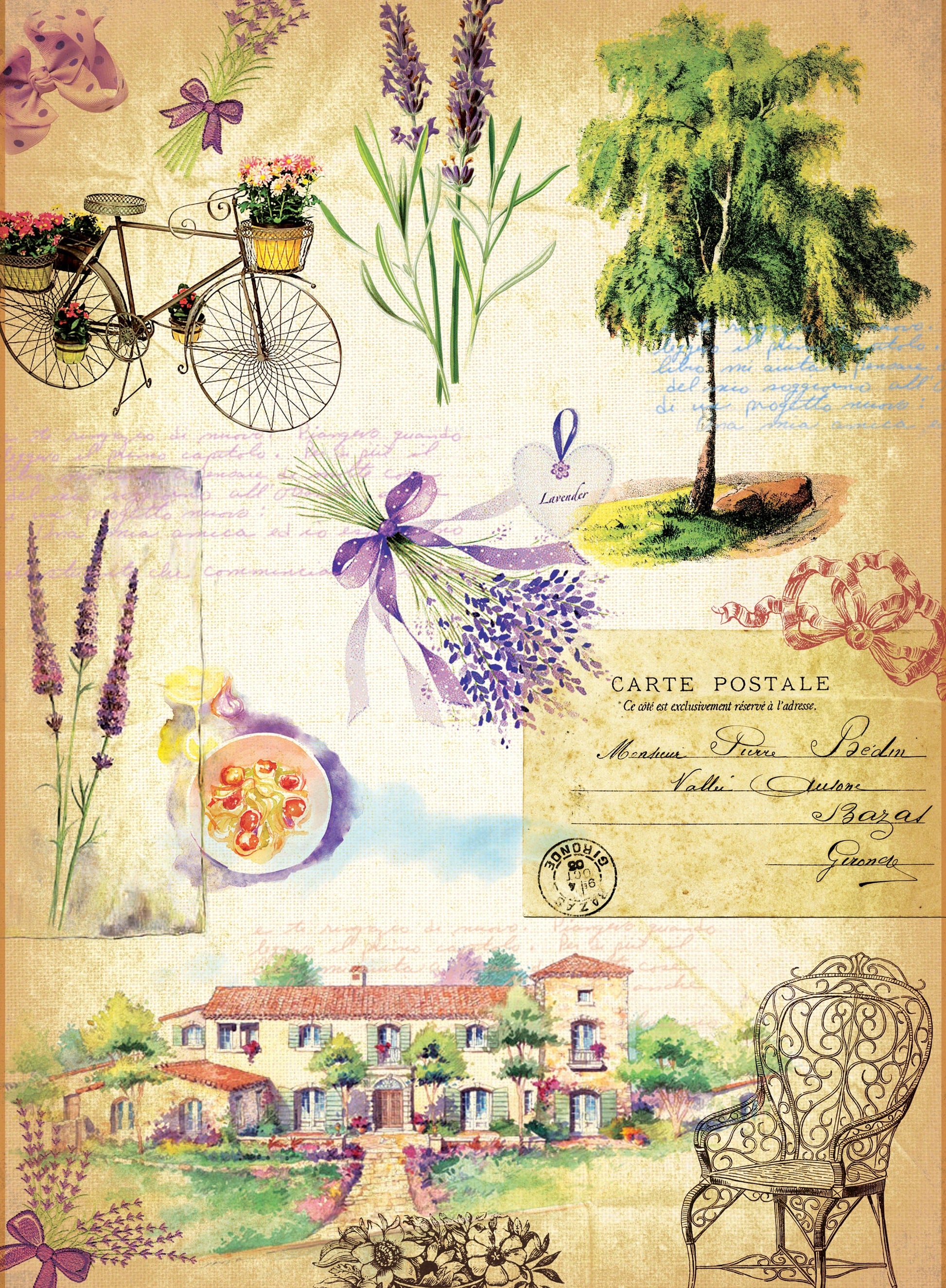 Levander - Farmhouse - Vintage Decoupage Art - Rice Paper - Decoupage for Furniture - Large Size Rice Paper for Decoupage